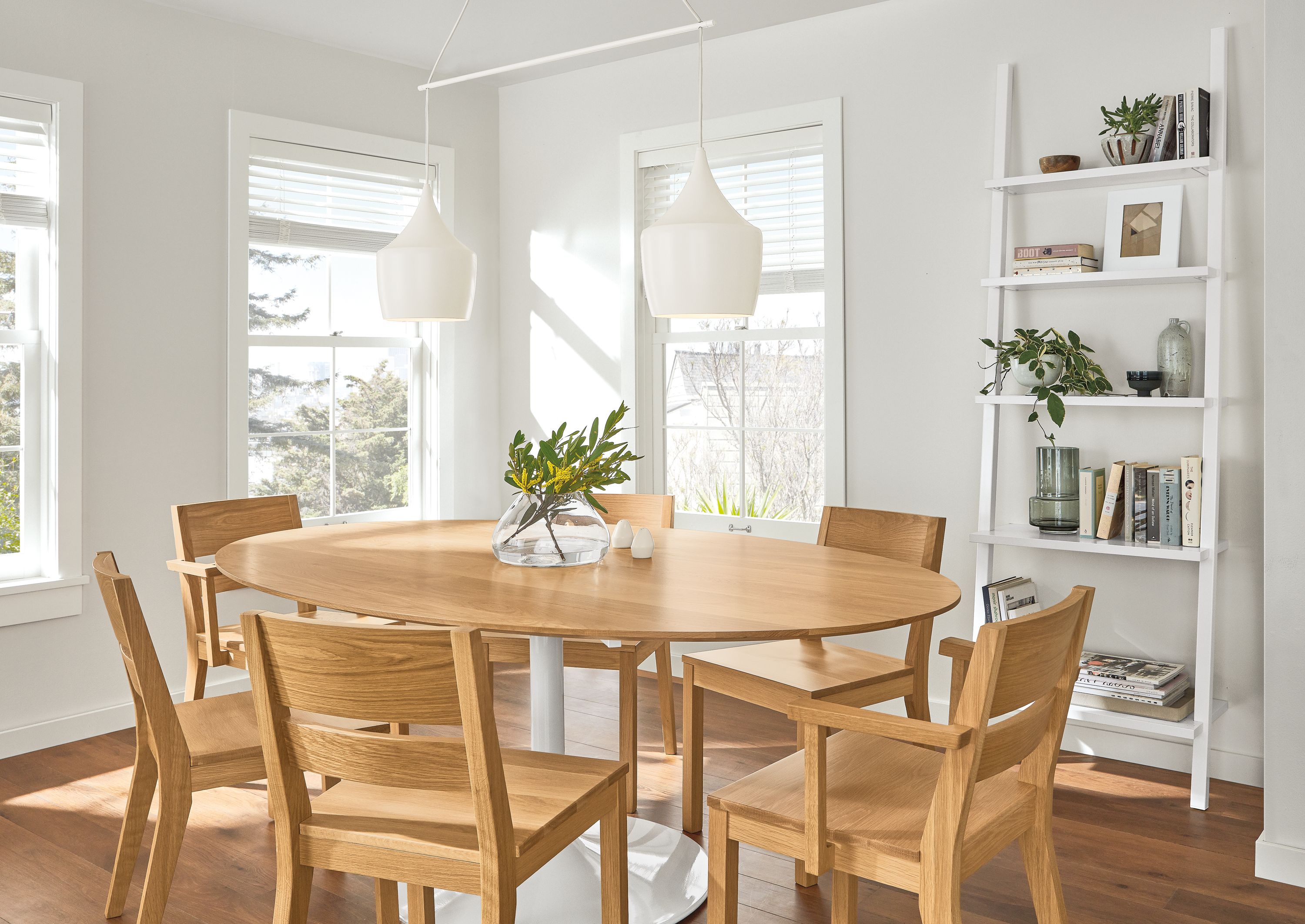 Bell pendants in off-white with white fixture