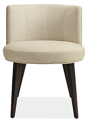 Front view of June Side Chair in Arin Linen and Banks Natural with Charcoal Legs.