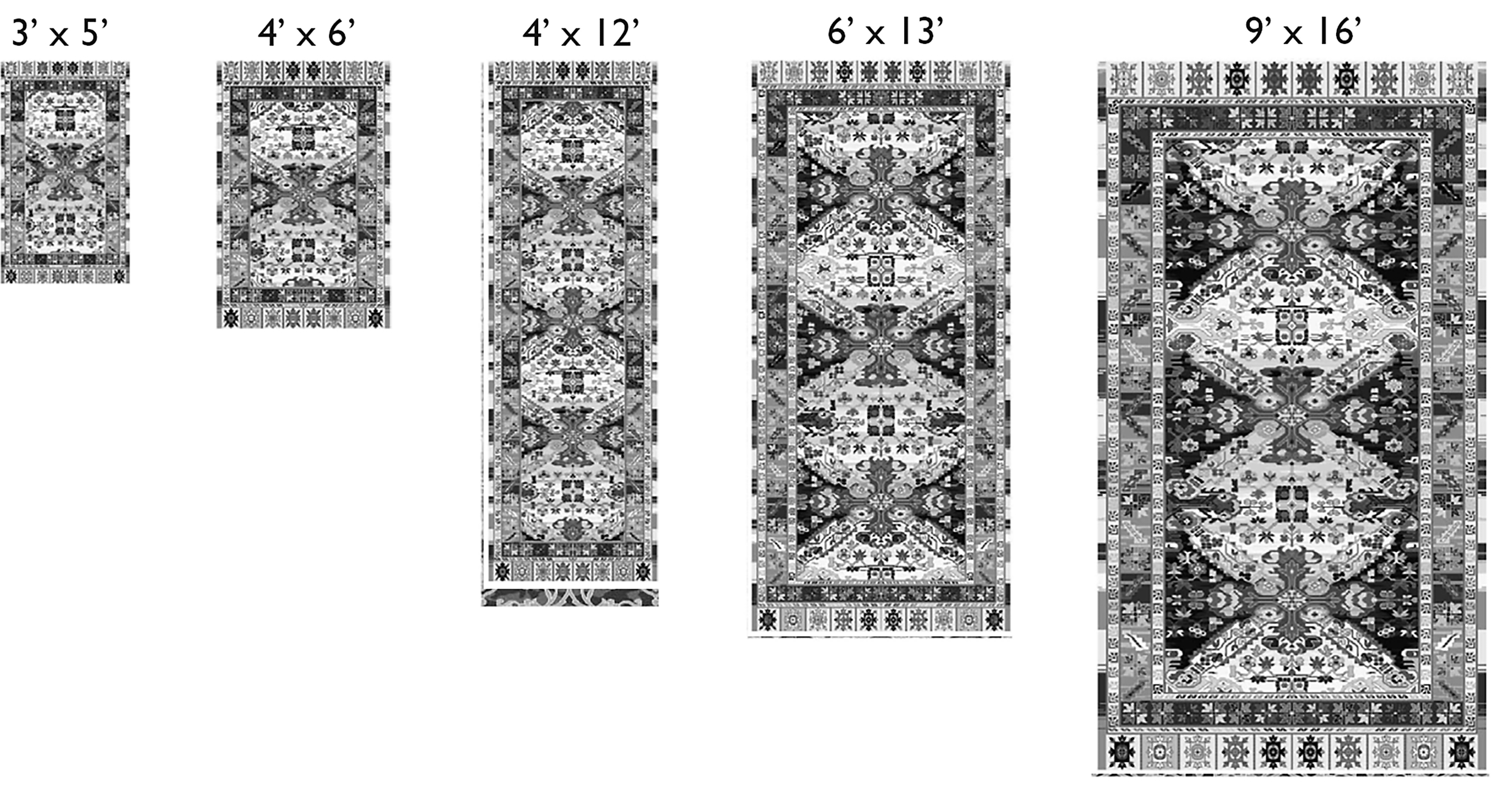 Kayseri Custom Rectangle/Square Rug Pattern Guide.
