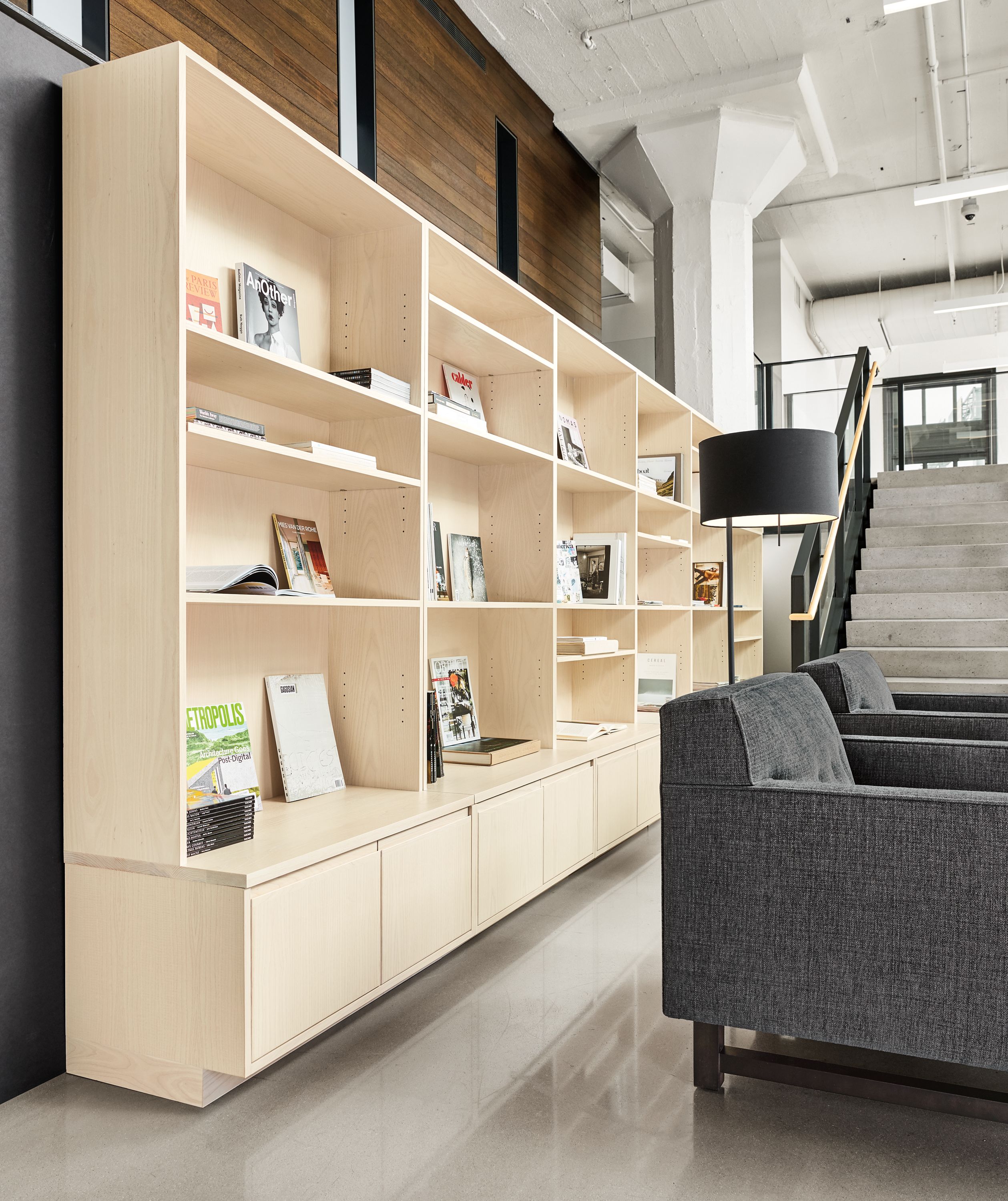 Detail of six Keaton bookcases.