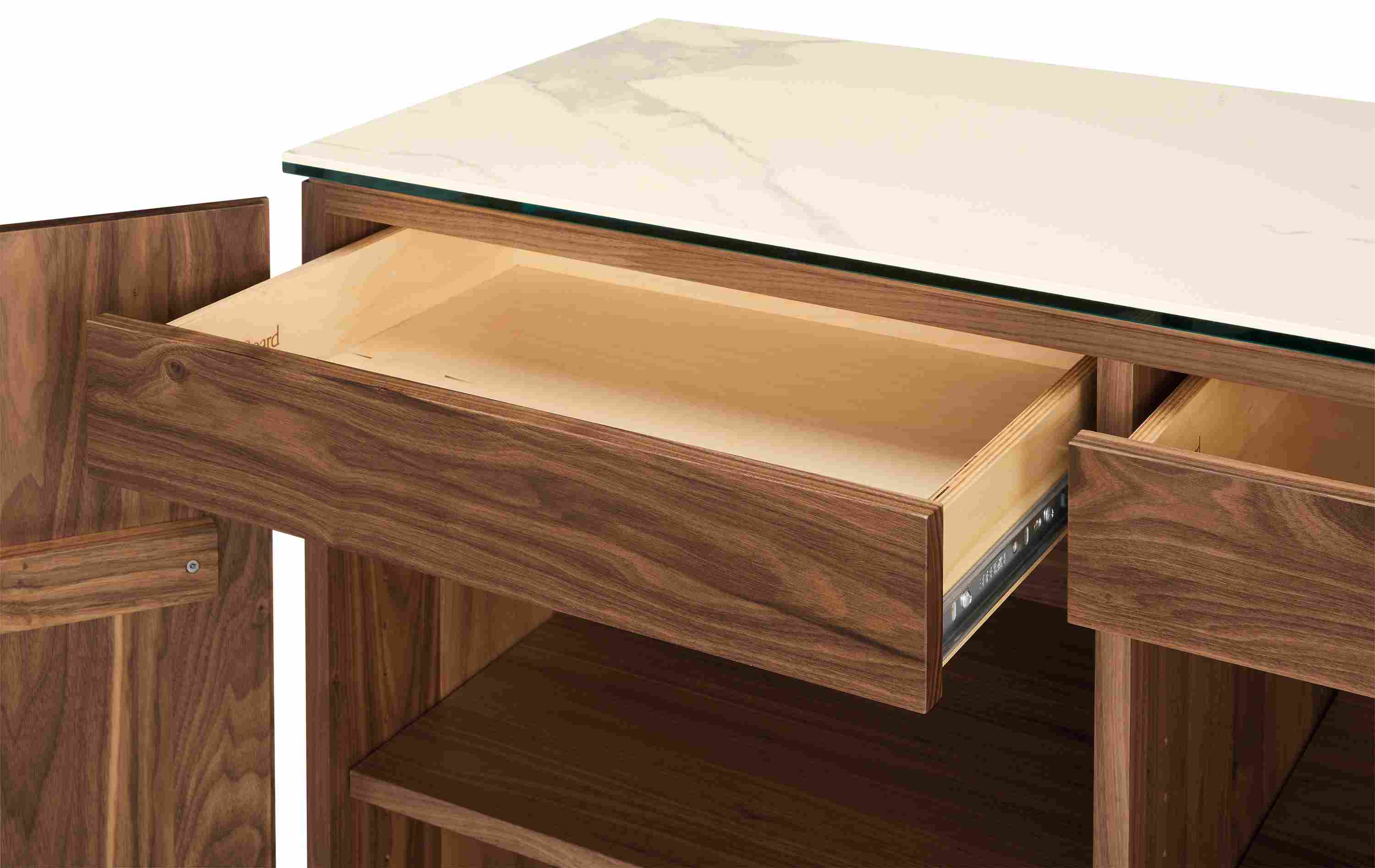 Silhouette detail of Kenwood open drawers.