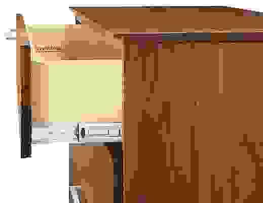 Detail of Kenwood 42-wide Three-Drawer Dresser in Walnut.