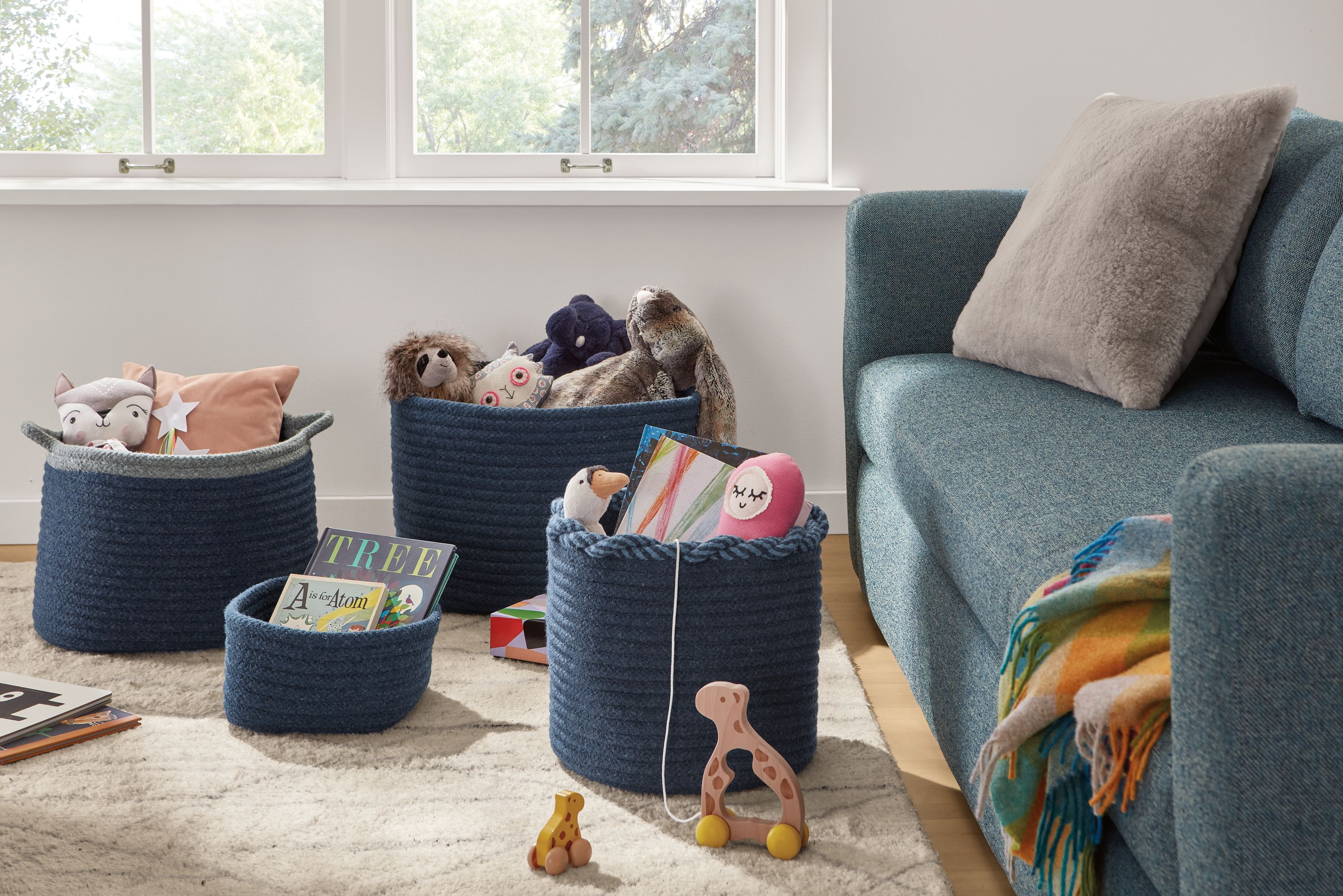 Kori Round Twist Top Storage Basket Modern Storage and Entryway