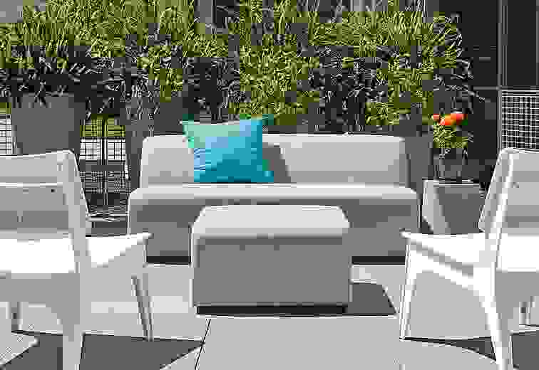 Detail of outdoor Laguna sofa.
