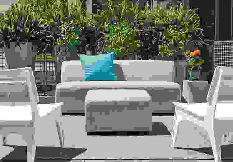 Detail of outdoor 70-inch Laguna sofa.