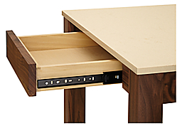 Detail of Linden 60w 30d 36h Two-Drawer Counter Table.
