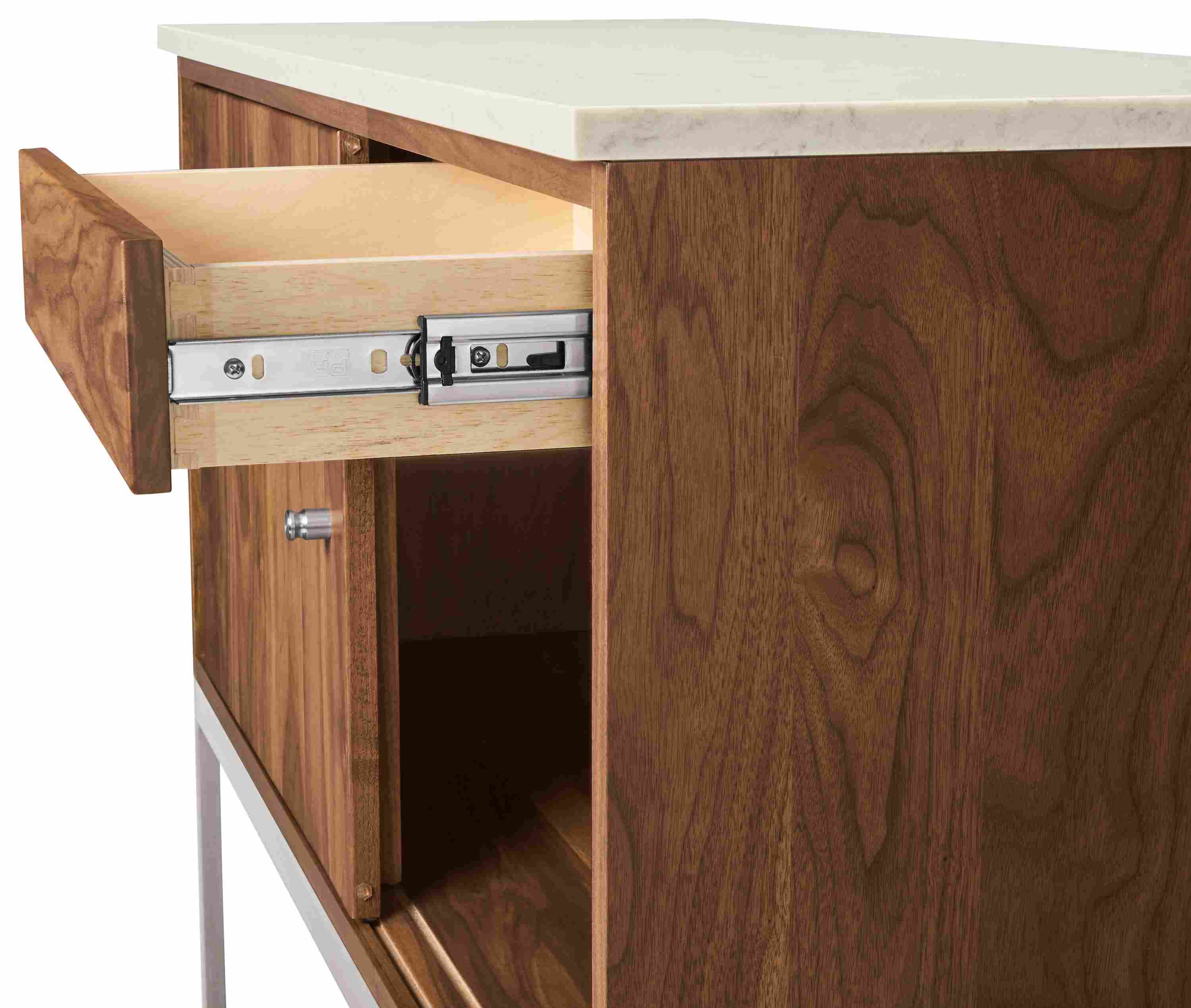 Silhouette detail of Linear open drawer.