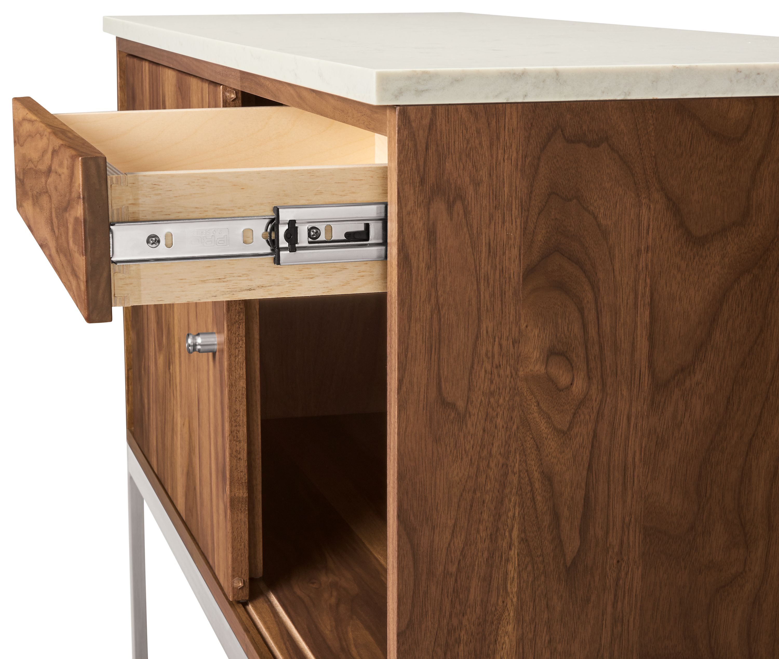 Silhouette detail of Linear open drawer.