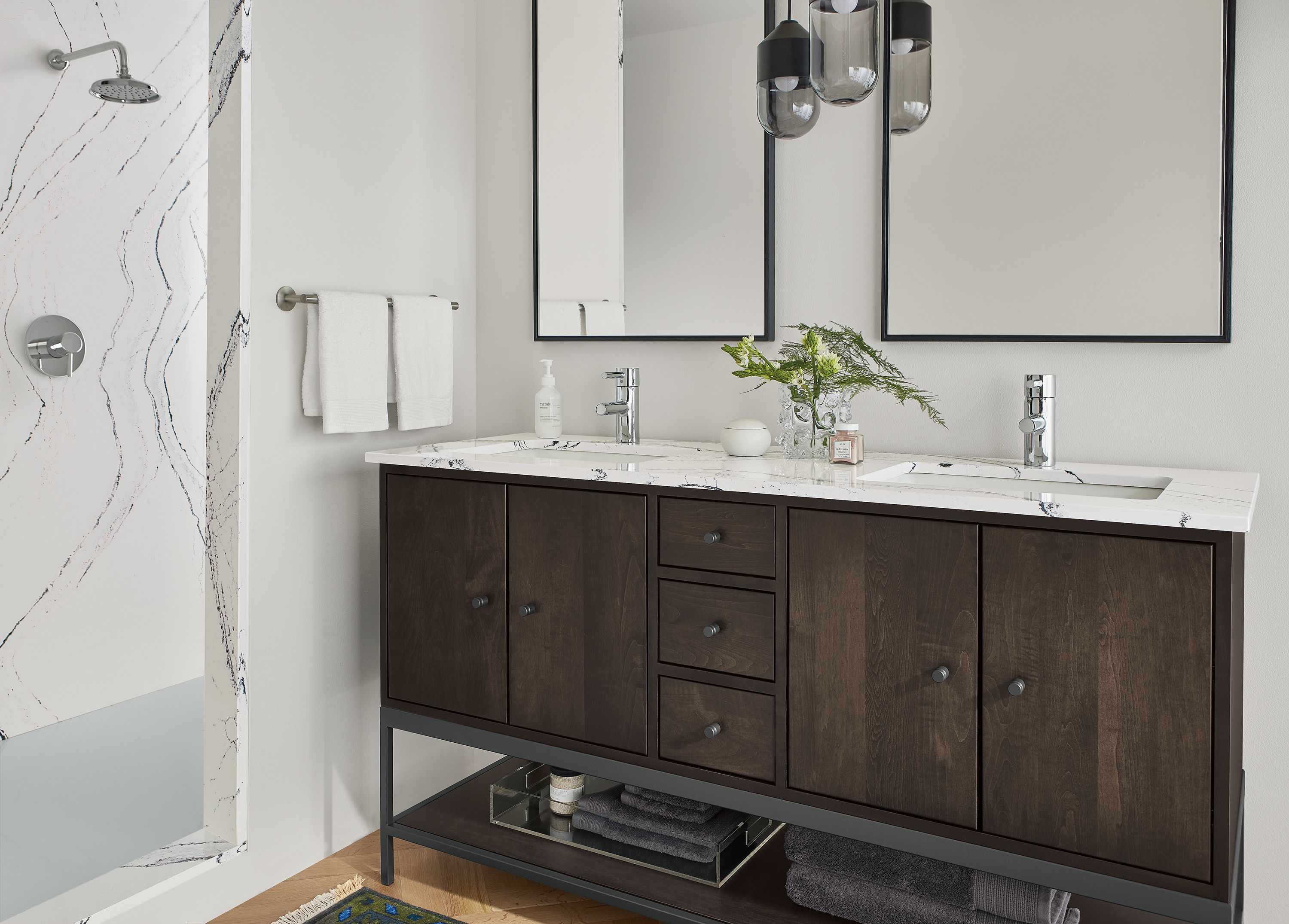 Open Style Vanity with Doors and 2 or 4 Open Shelves - Meadowbrook