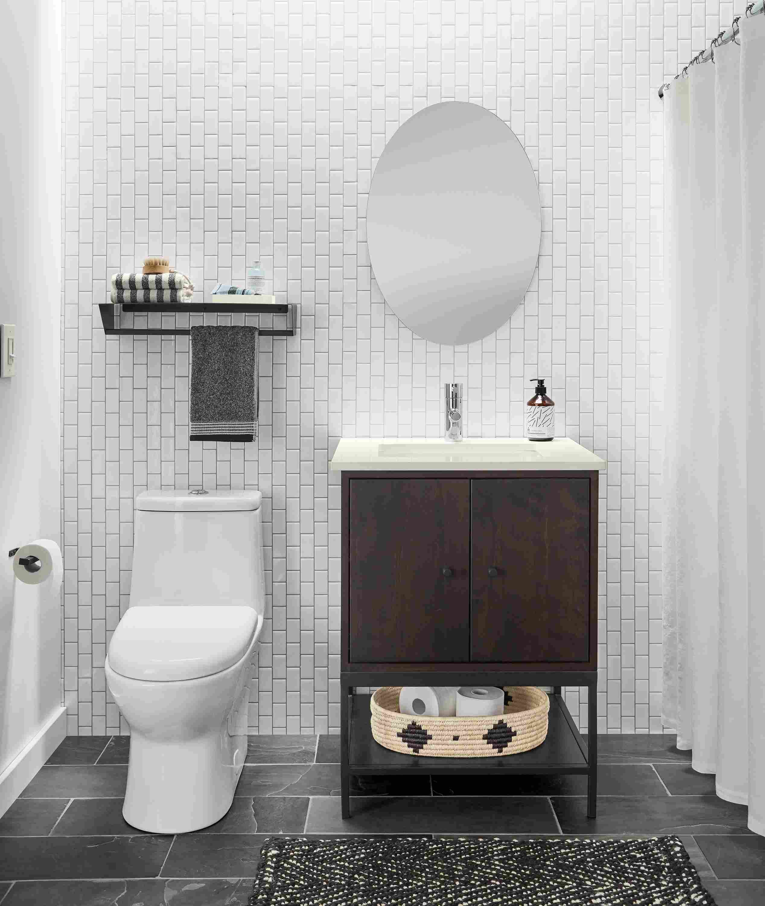 Detail of Linear single bath vanity.