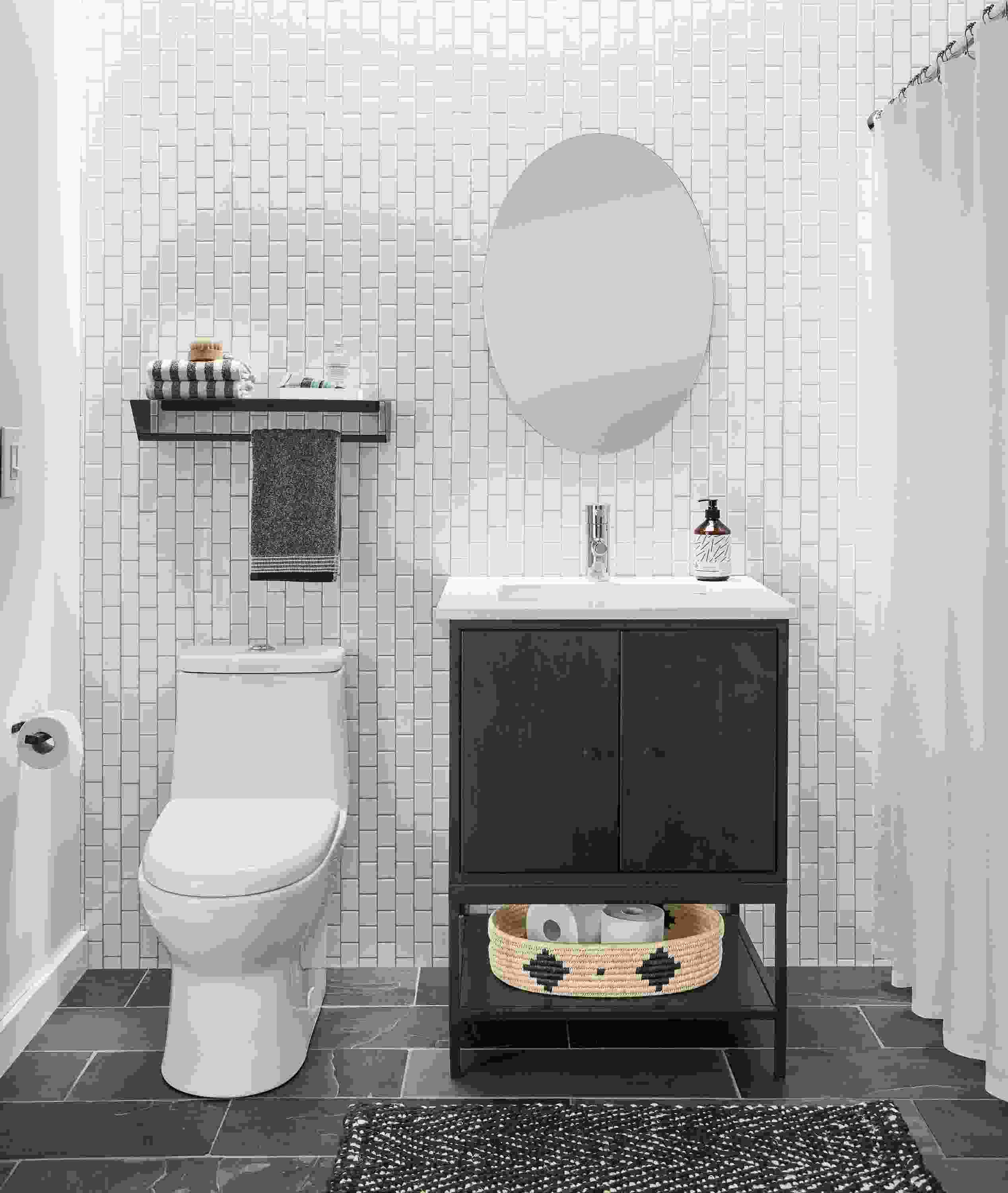 Detail of Linear single bath vanity.