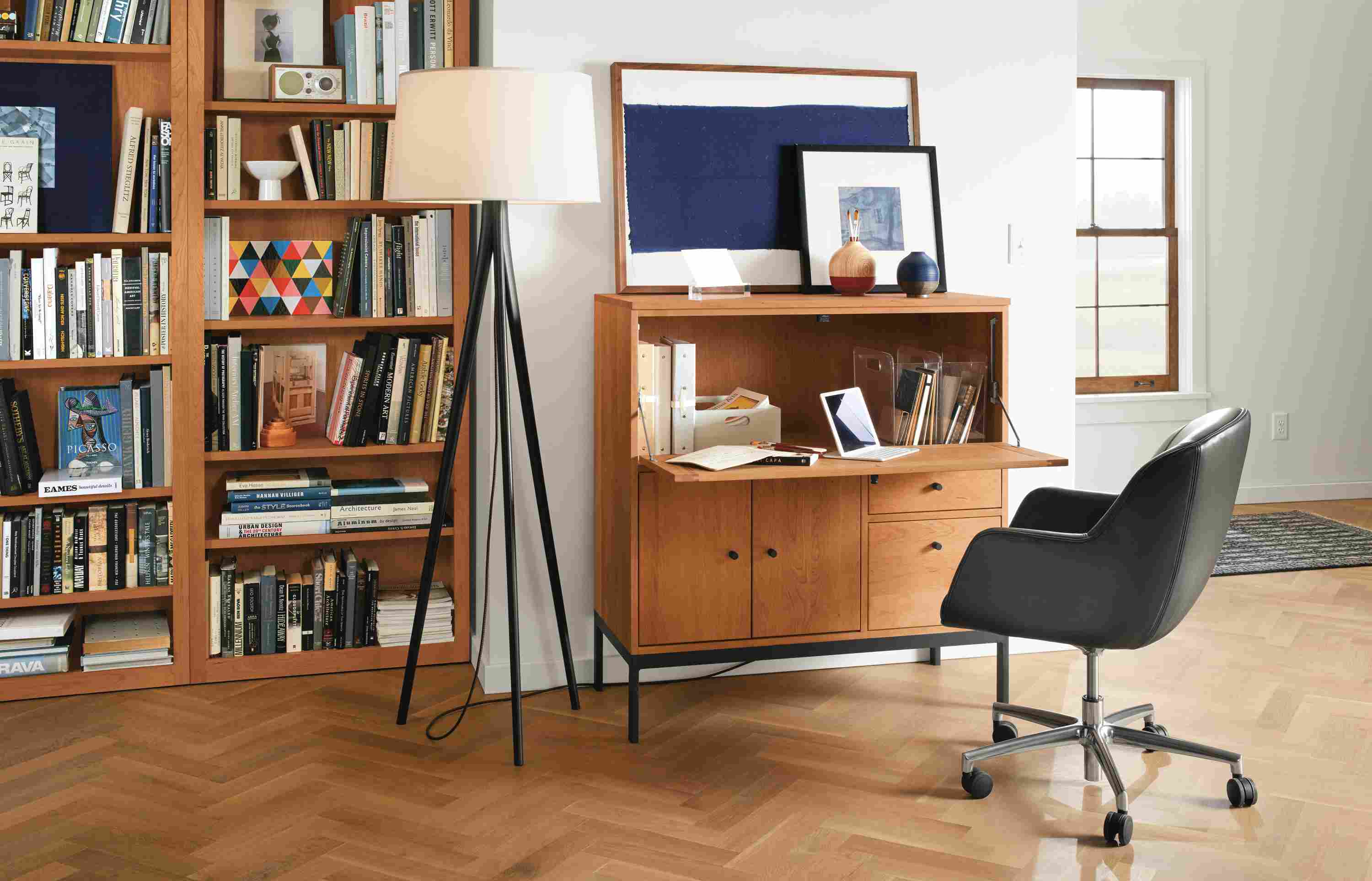 Detail of Linear armoire in office.