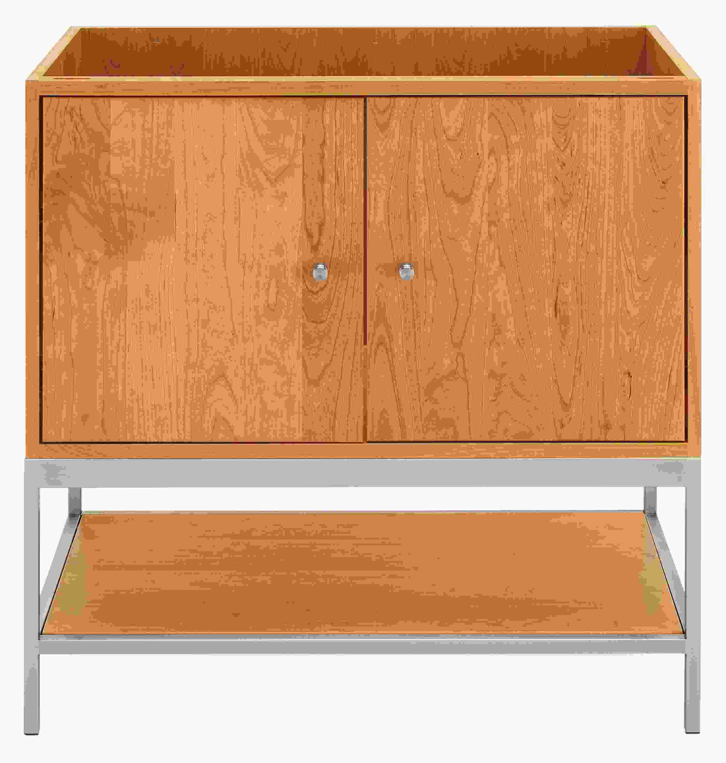 Detail of Linear 34.5-wide Bathroom Vanity without Top in Cherry and Stainless Steel
Charcoal.