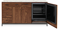 Open detail of Amherst 72w Storage Cabinet with Standard Refrigerator Door open.