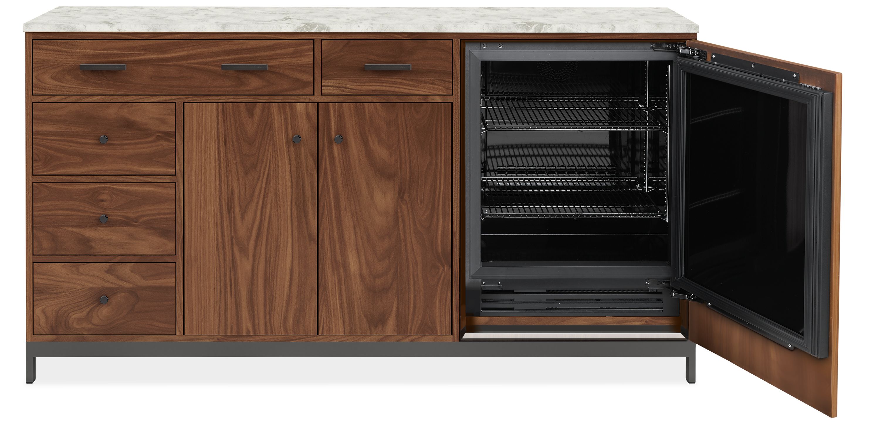 Linear Storage Cabinets with Refrigerator - Modern Storage and