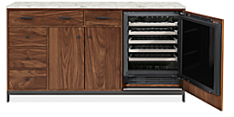 Open detail of Amherst 72w Storage Cabinet with Wine Refrigerator Door open.