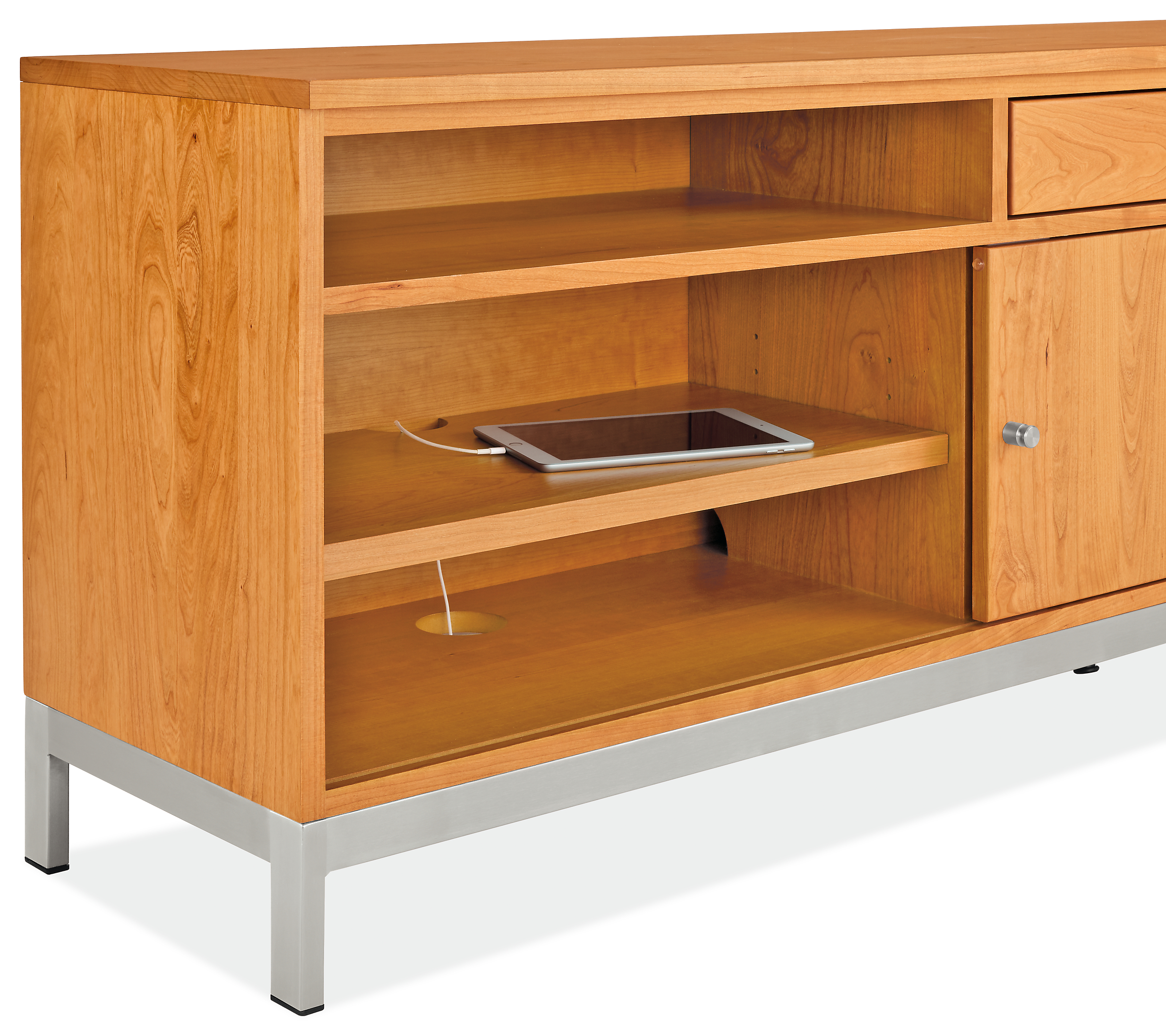 Detail of Linear right-file drawer bench.