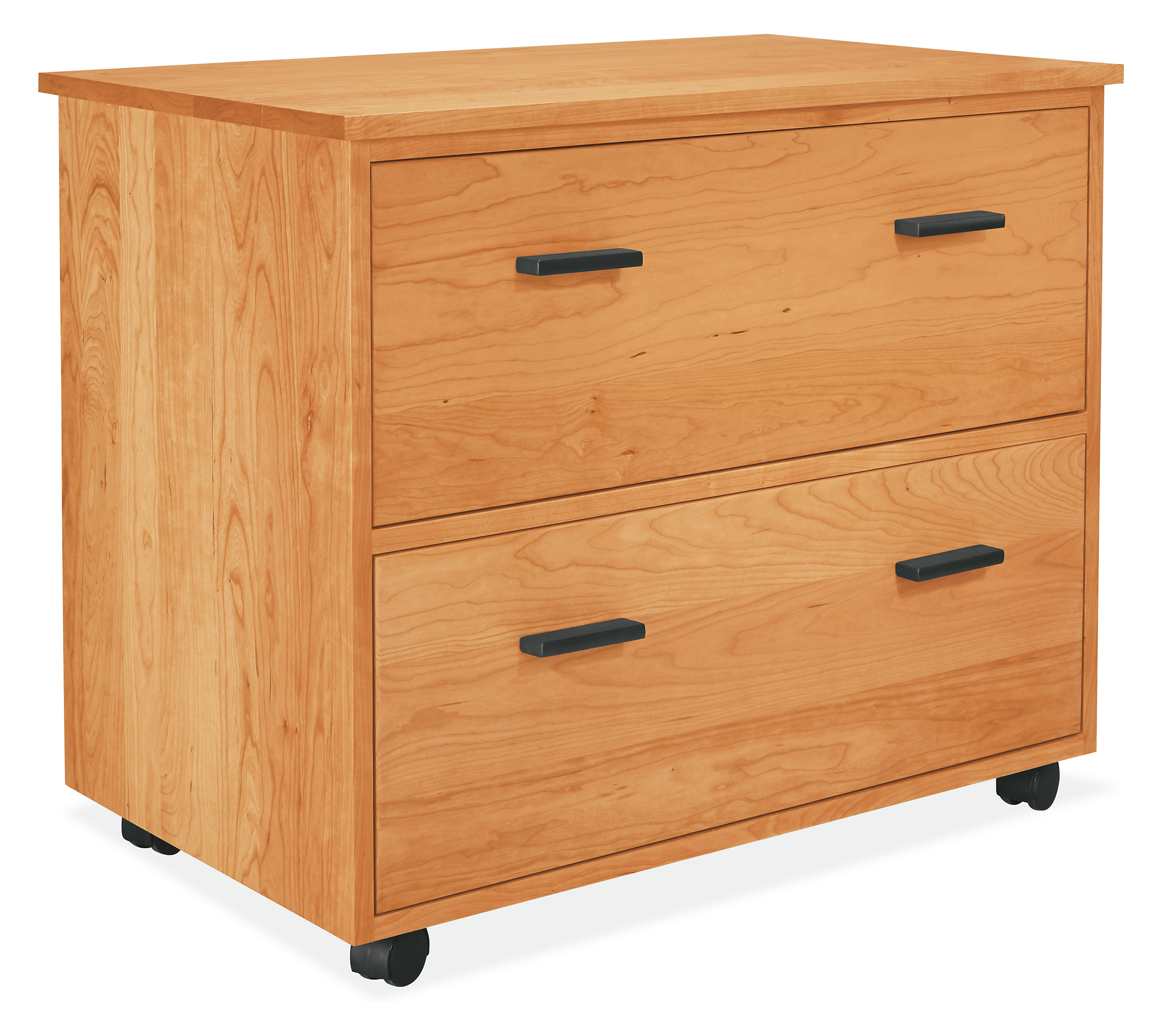 Angled view of Linear 35-wide Two-Drawer Rolling Lateral File Cabinet.