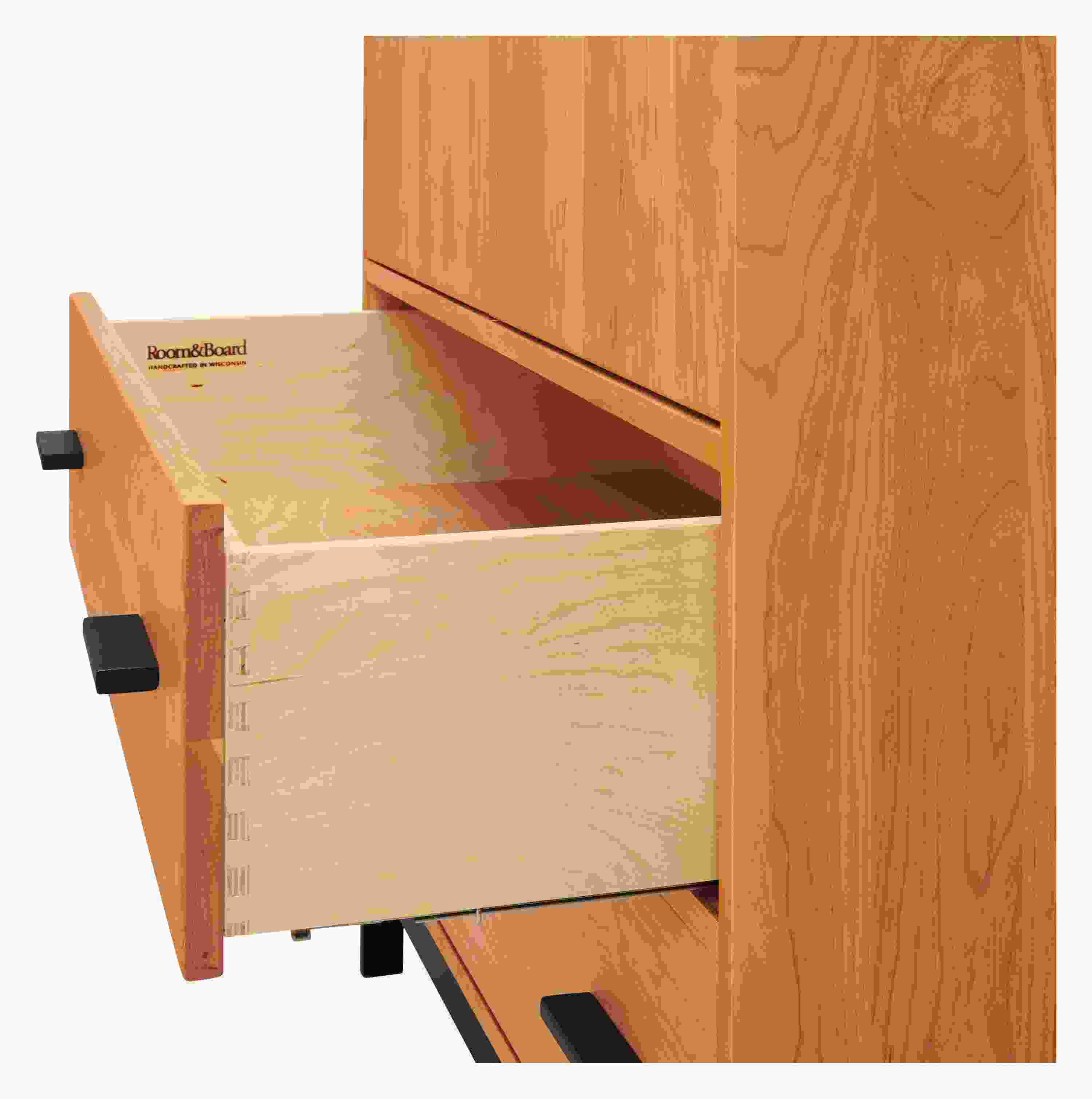 Detail of Linear Custom Drawers - Soft-close concealed glide detail.