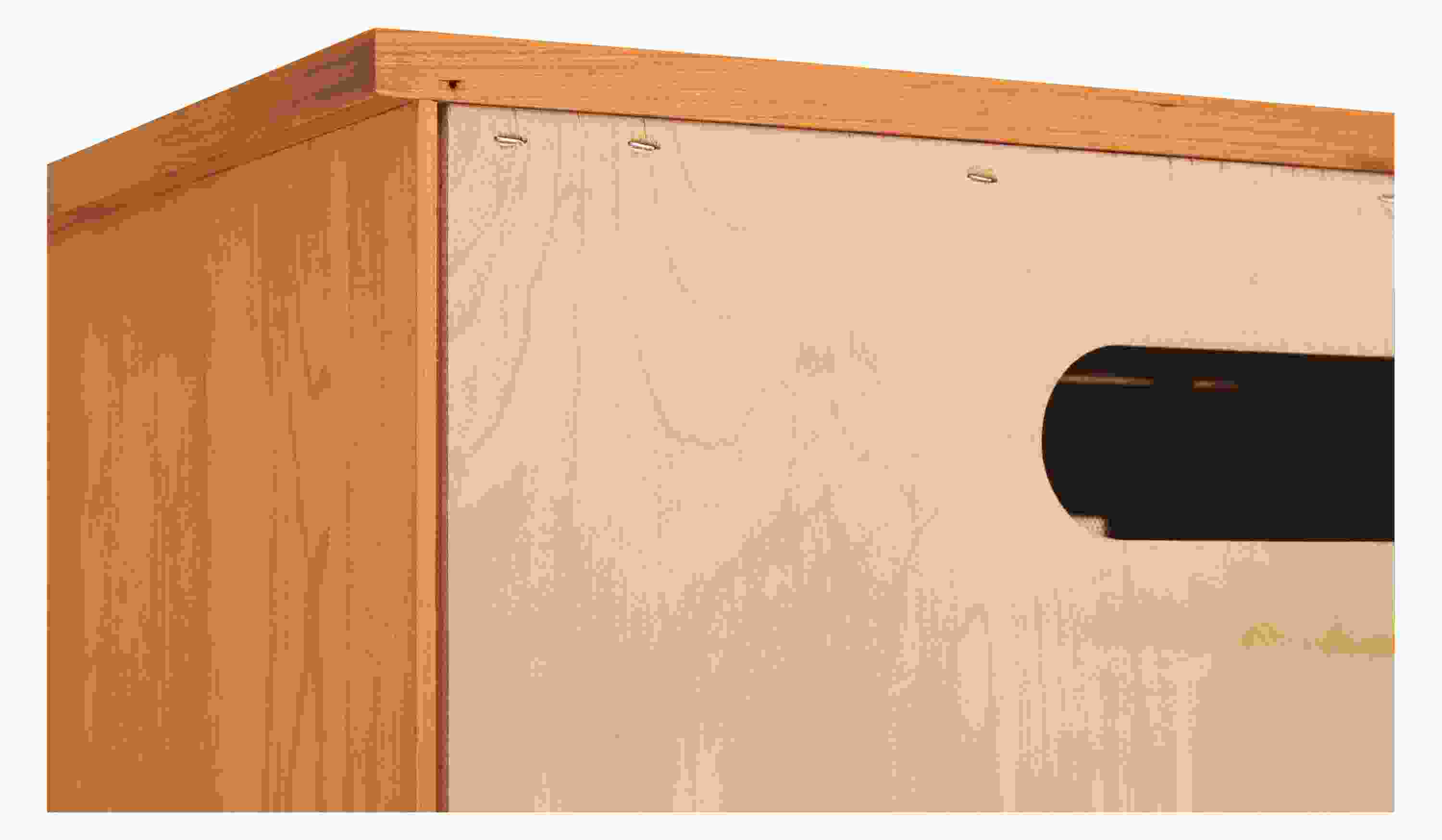 Detail of Linear Custom Unfinished Back with Wire Management.
