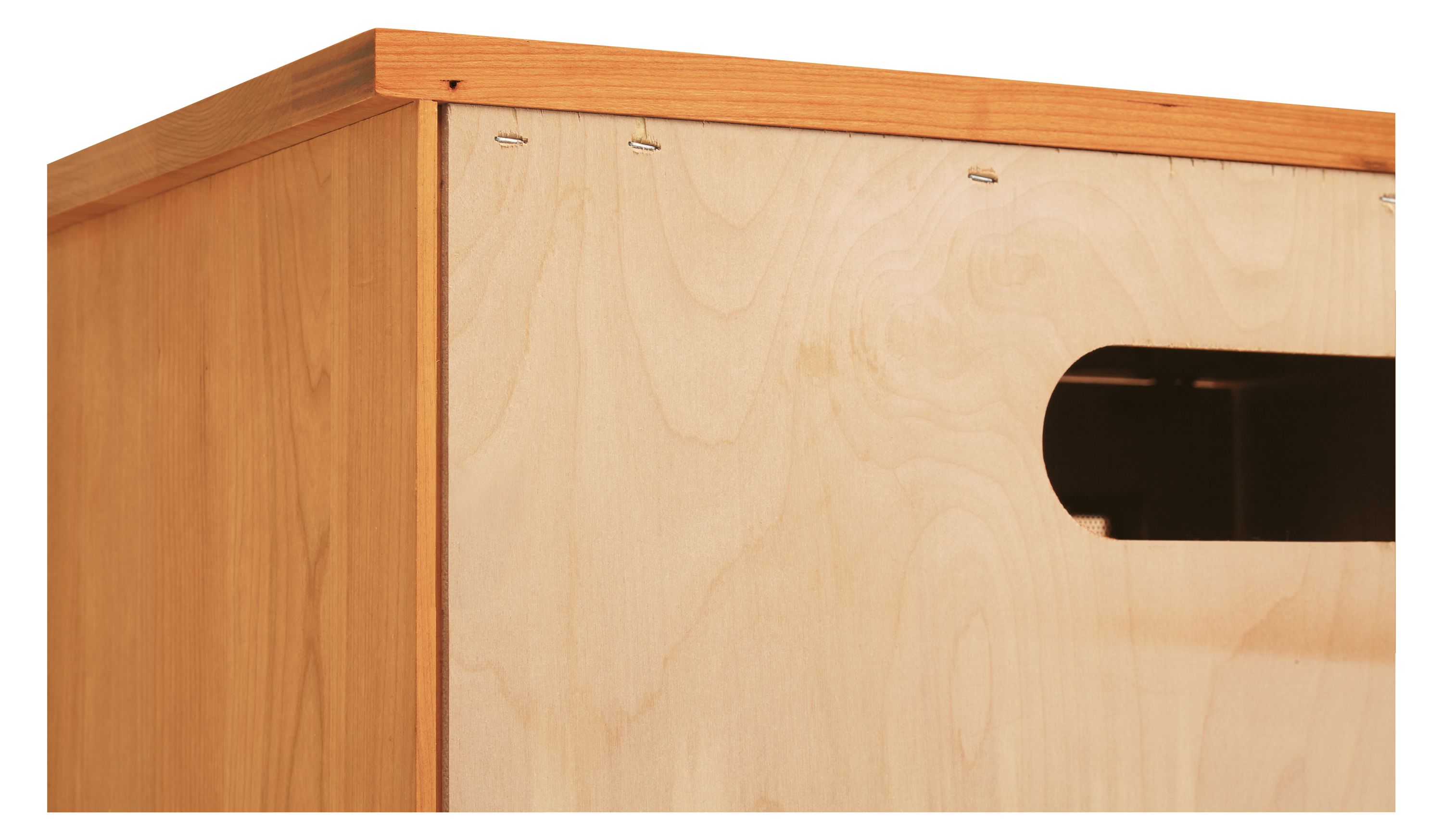 Detail of Linear Custom Unfinished Back with Wire Management.