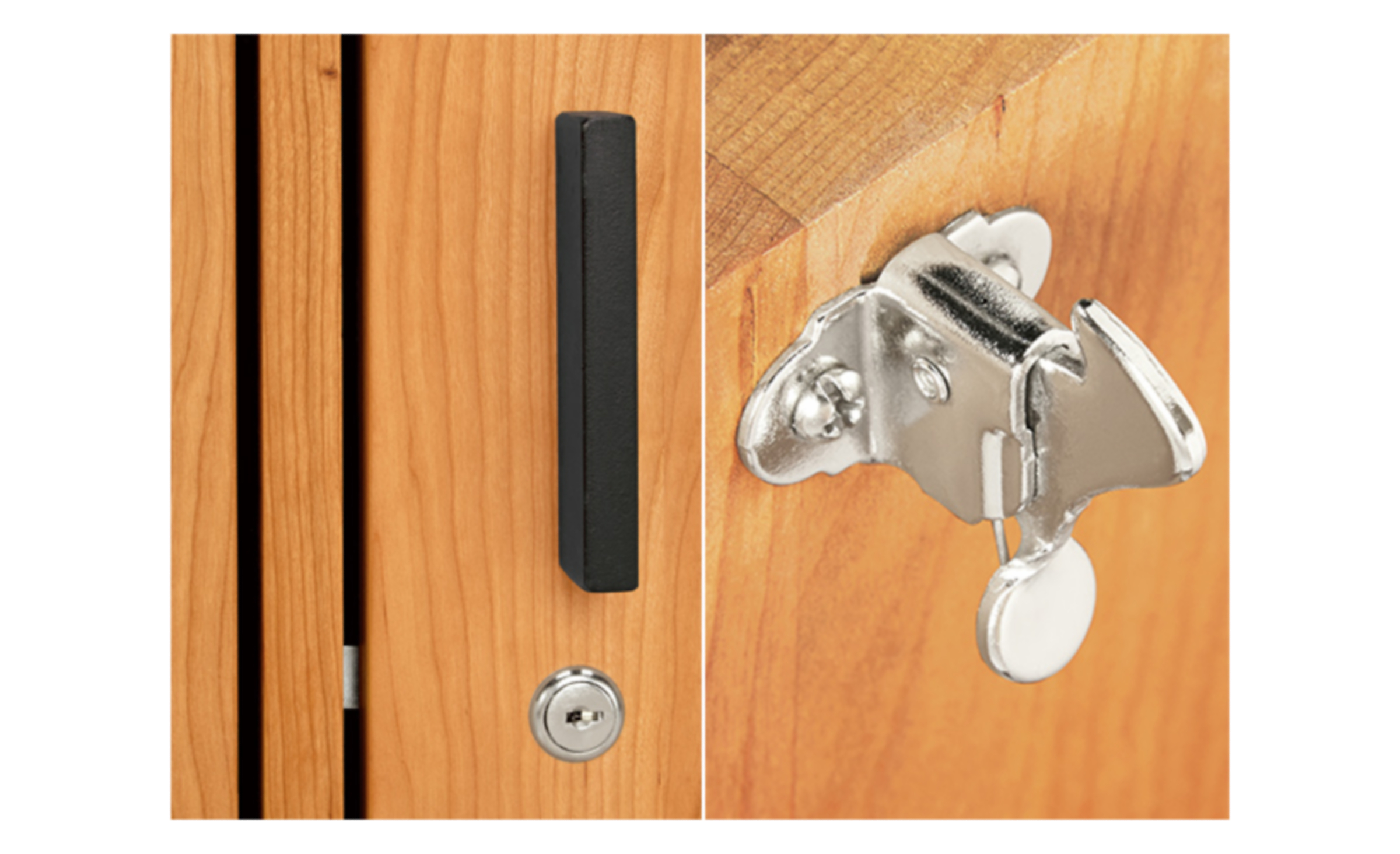Detail of Linear Modular Custom Cabinet Door Lock.