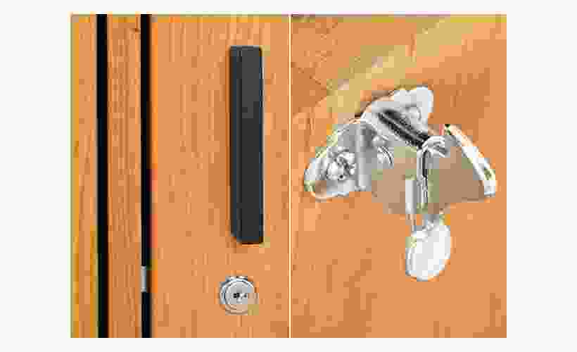 Detail of Linear Modular Custom Cabinet Door Lock.
