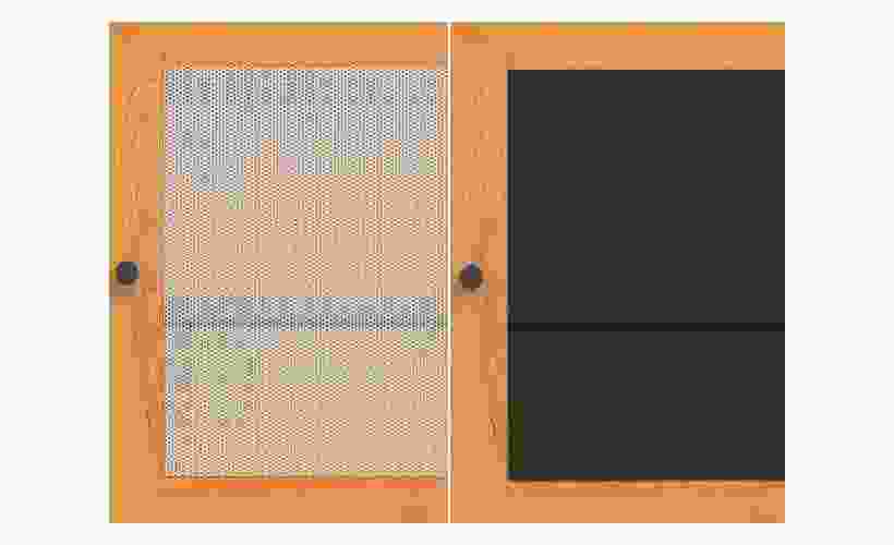 Detail of Linear Modular Custom Cabinet Metal Door Options.