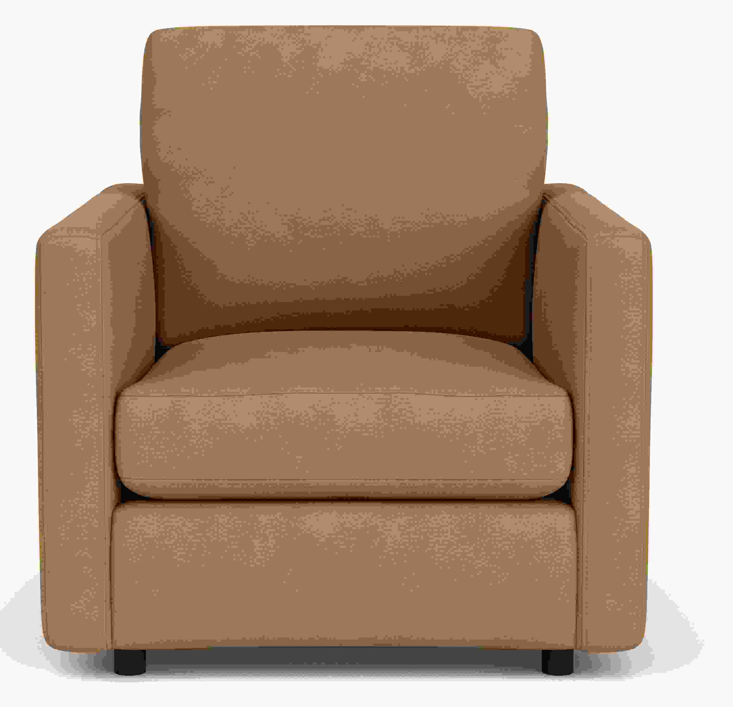 Side view of Linger 32 Chair in Laino camel leather.