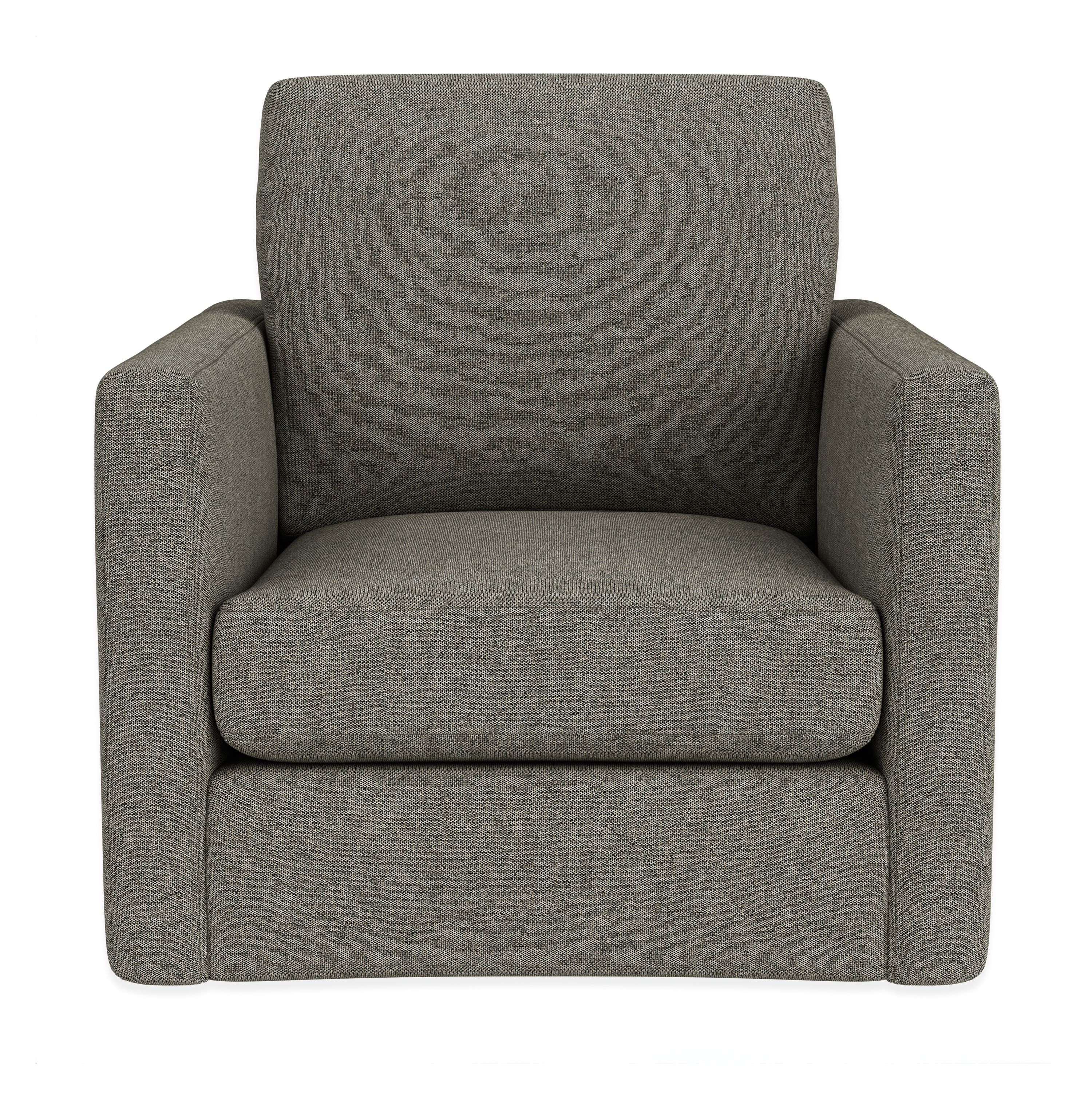 Front view of Linger Swivel Chair in Tepic Grey.