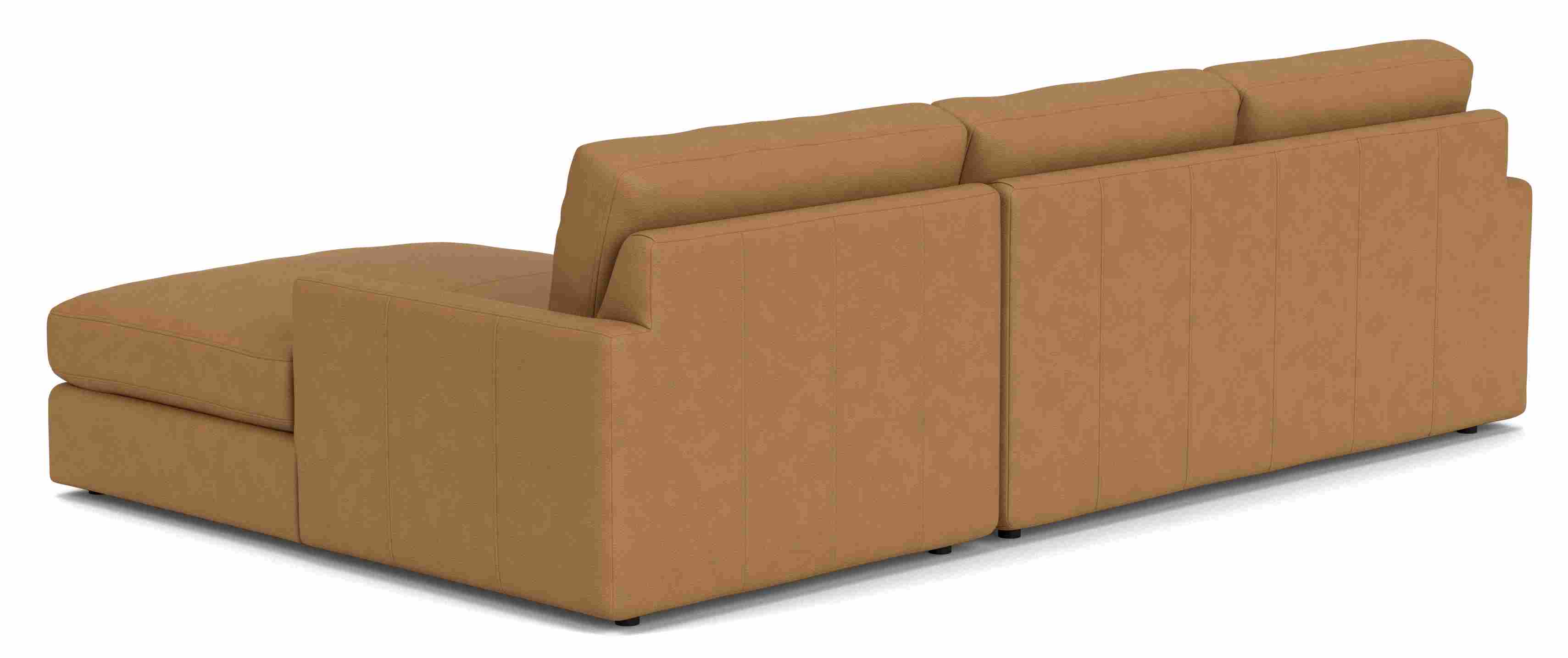 Back view of Linger 106" Sofa with Right-Arm Chaise in Leather
