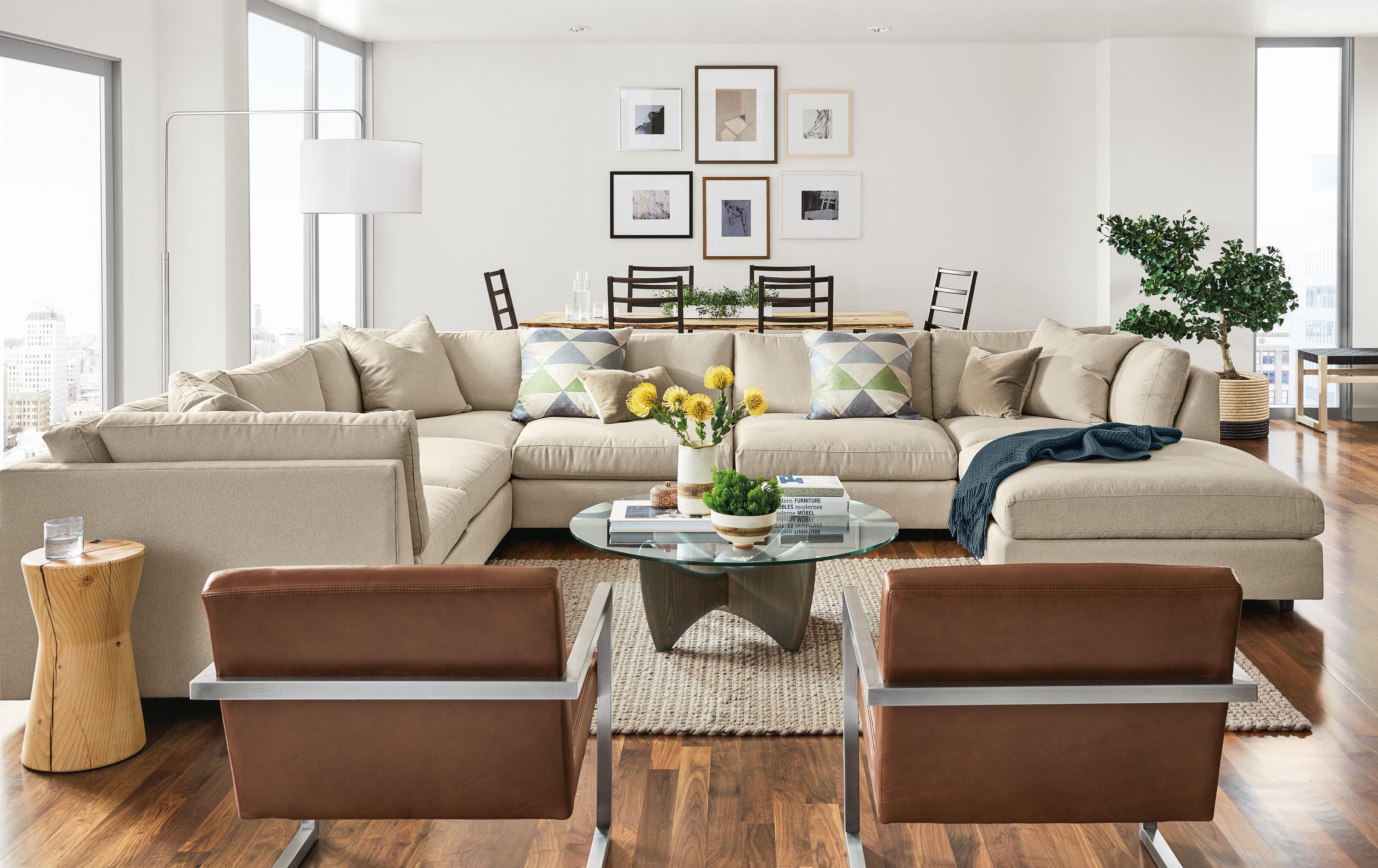 Detail of Linger seven-piece modular sectional.