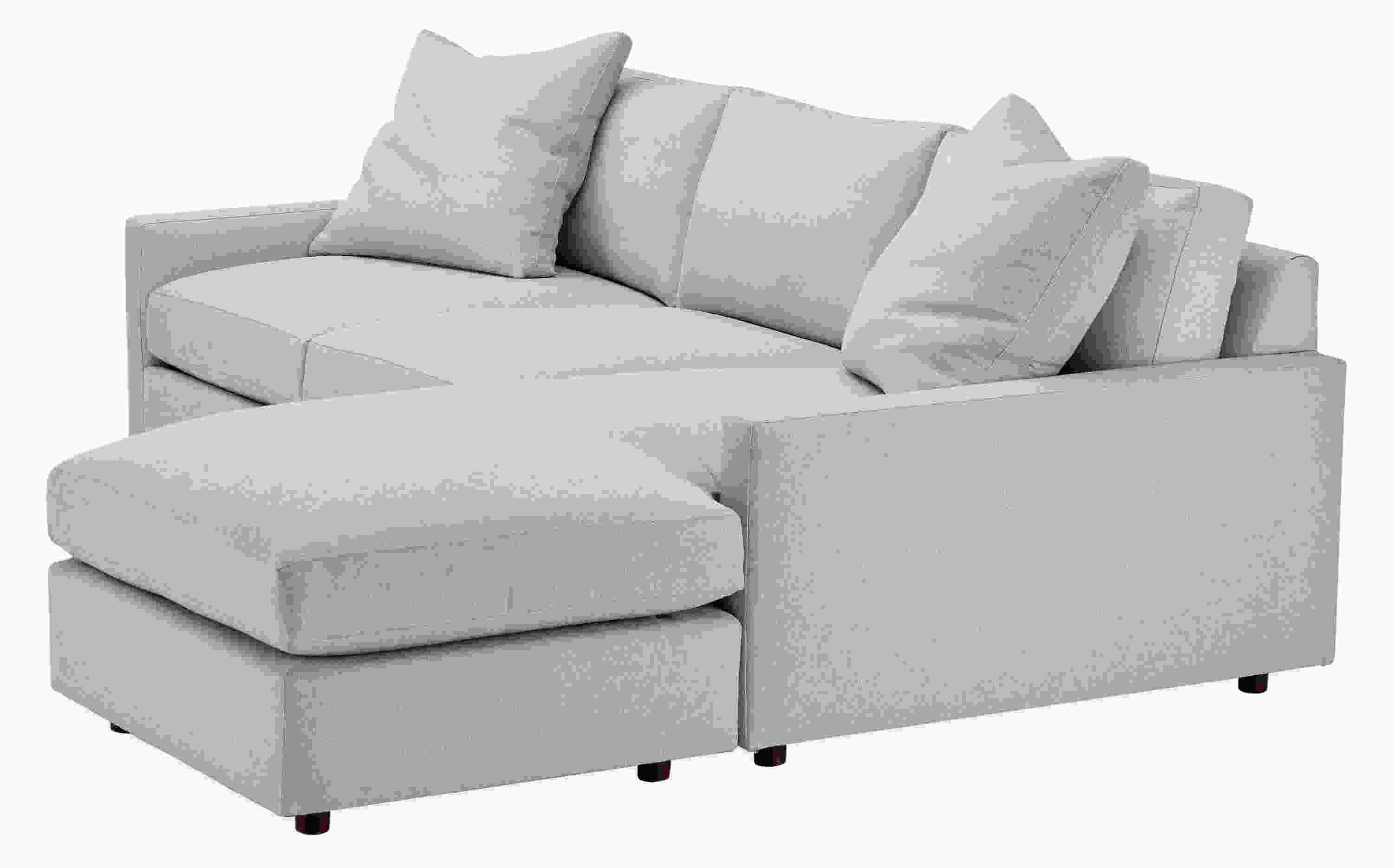Detail of Linger Deep 91-wide Sofa with Reversible Chaise in Boyer Oatmeal Fabric.
