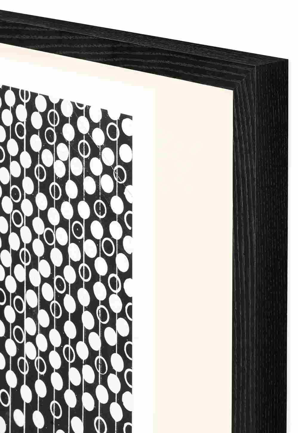 Corner black frame detail of Liola artwork.