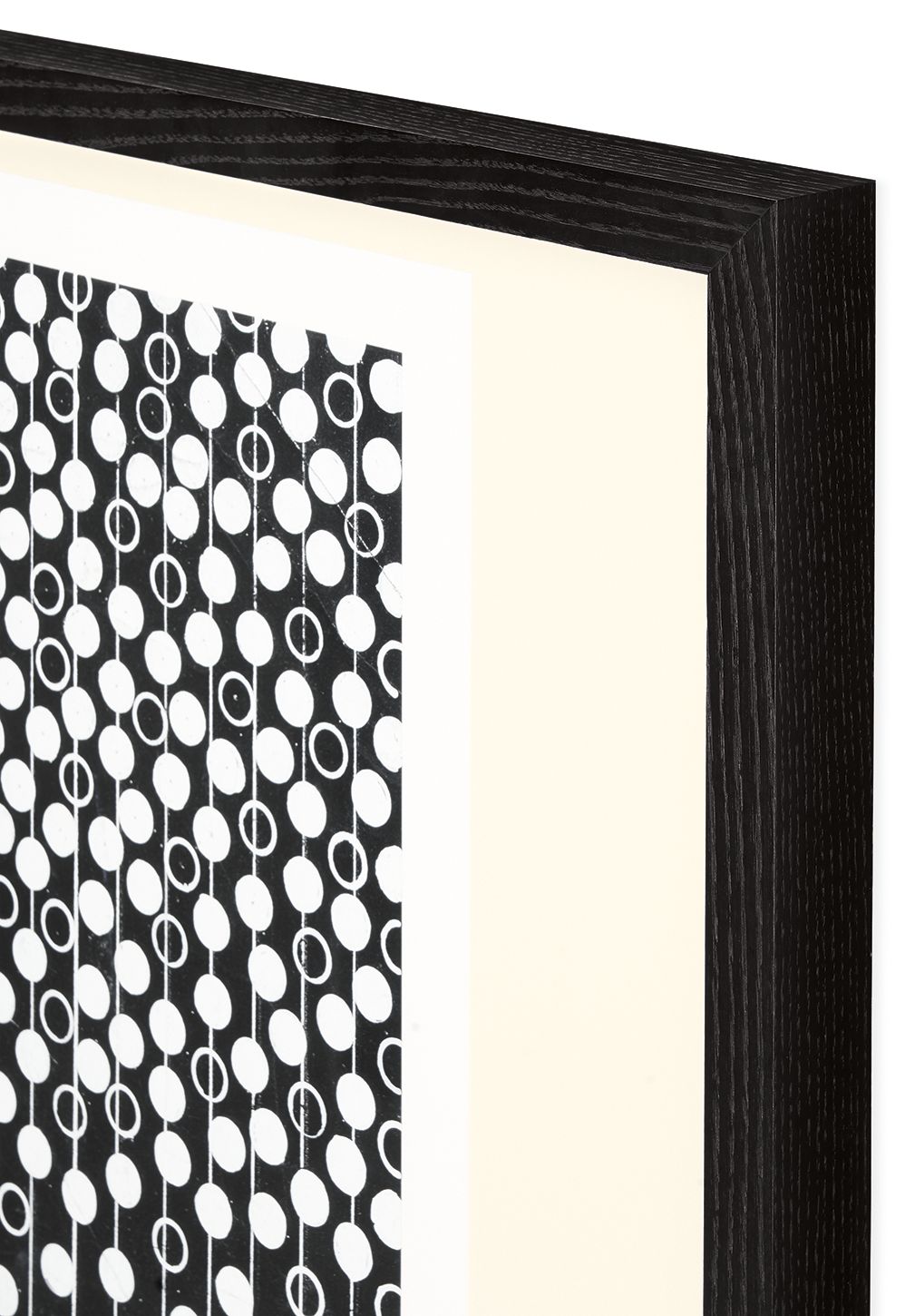 Corner black frame detail of Liola artwork.