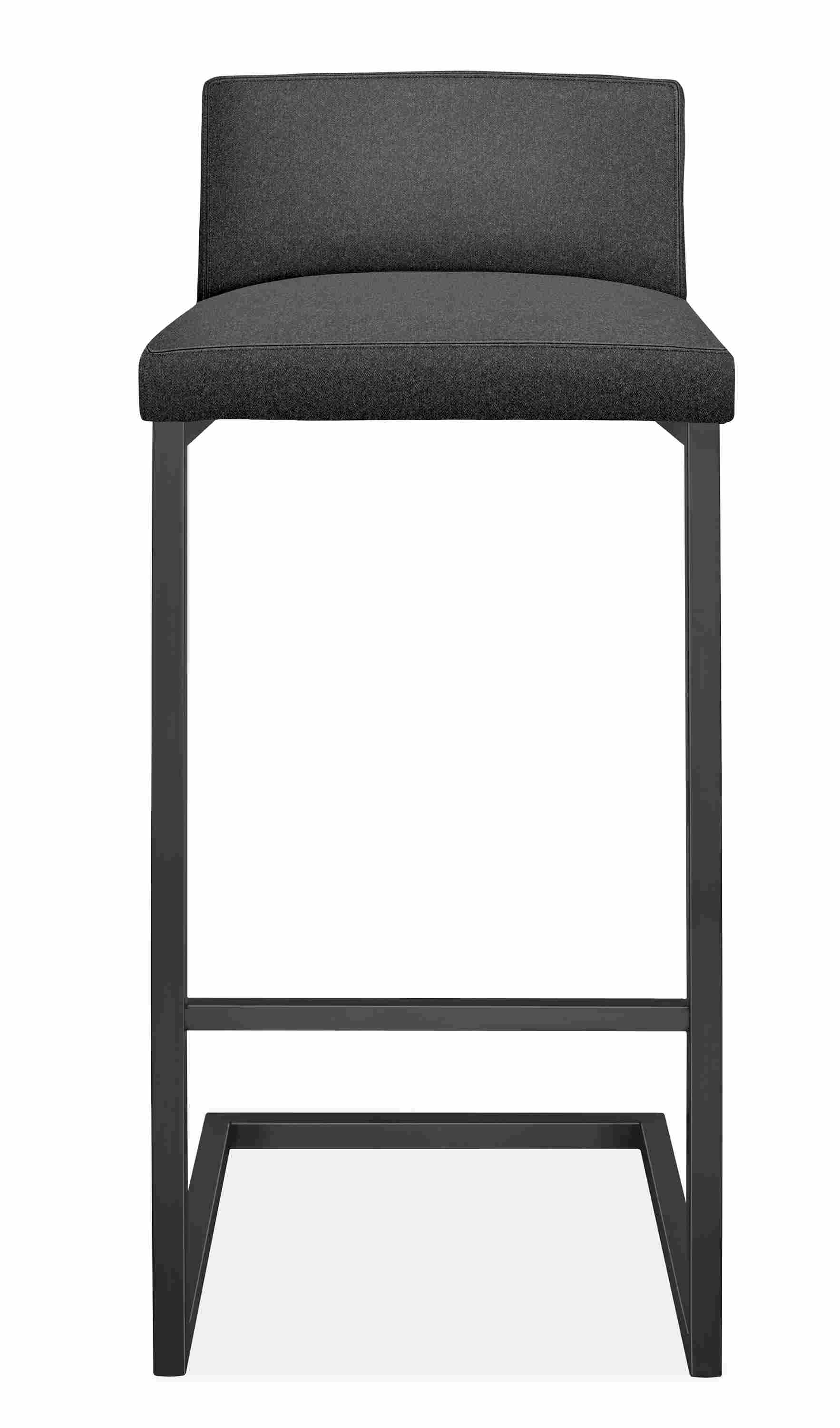 Front view of Lira Bar Stool in Flint Fabric.