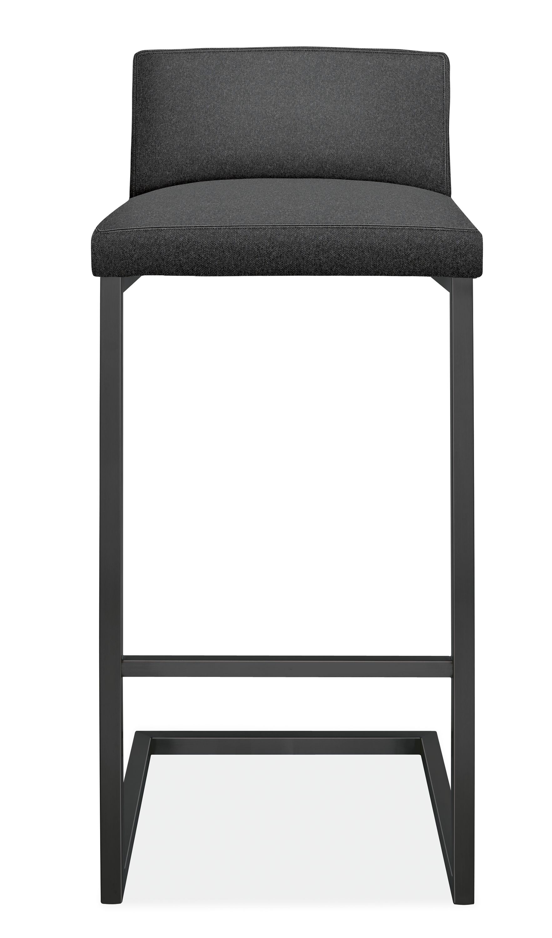 Front view of Lira Bar Stool in Flint Fabric.