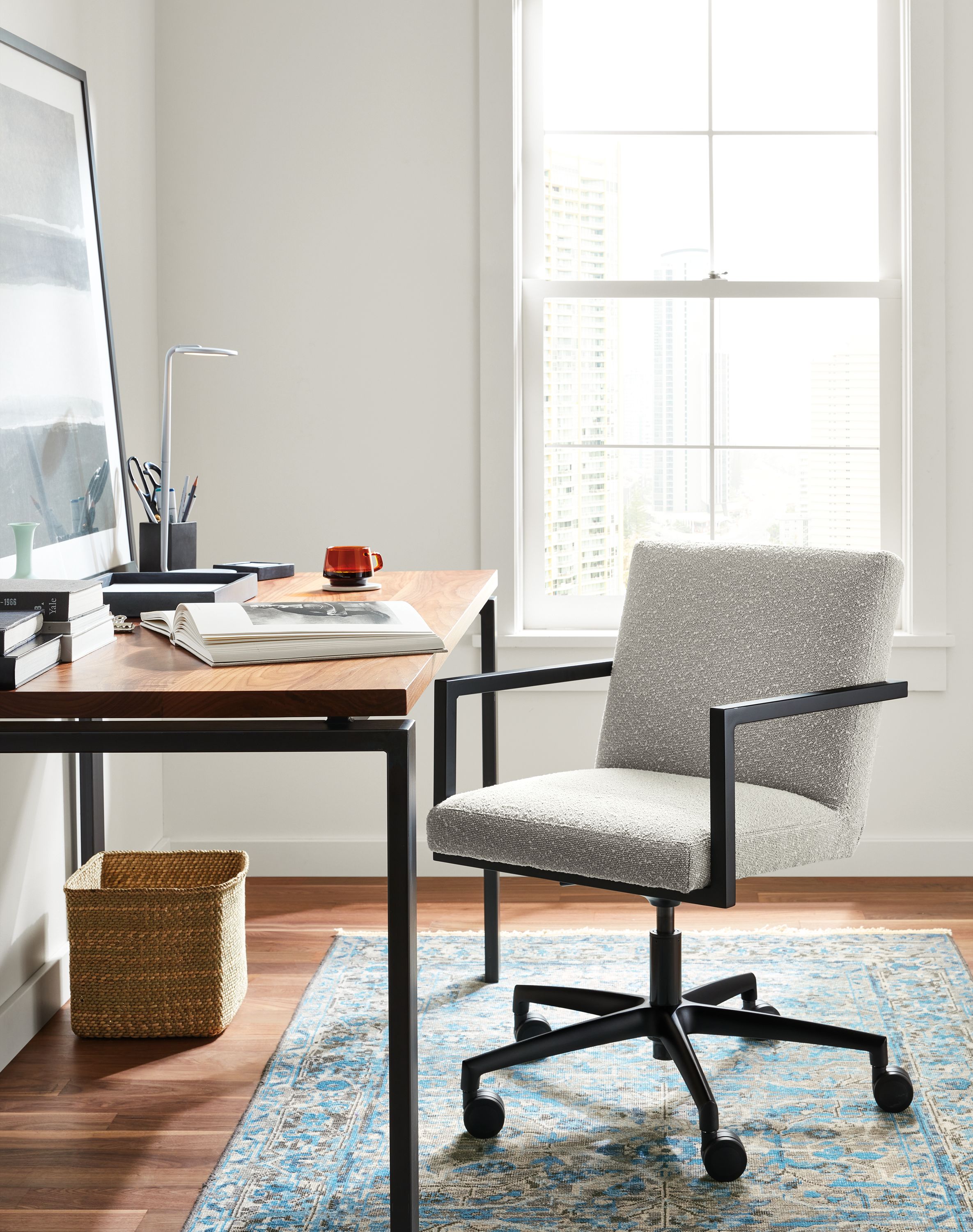 Room & Board | Modern Slim Office Computer Desk in Slate Grey | Small