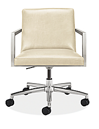 Front view of Lira Office Chair in Urbino Ivory leather.