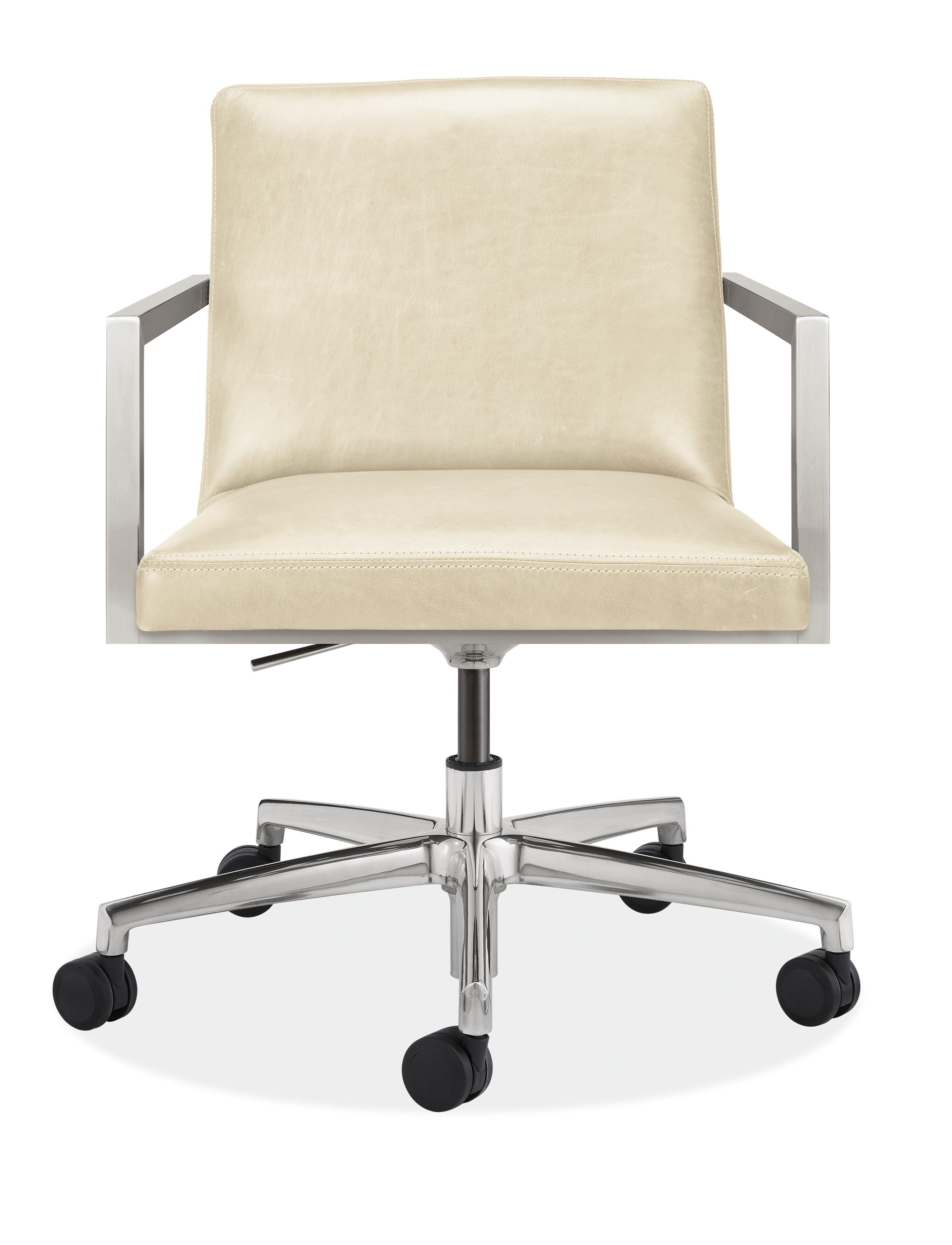 Front view of Lira Office Chair in Urbino Ivory leather.