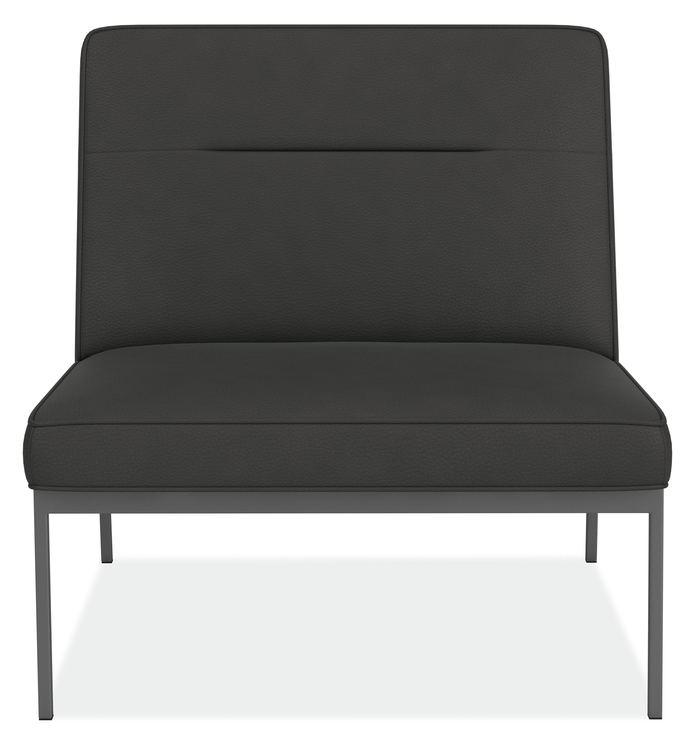 Front view of Lisbon Chair in Laino Black Leather.