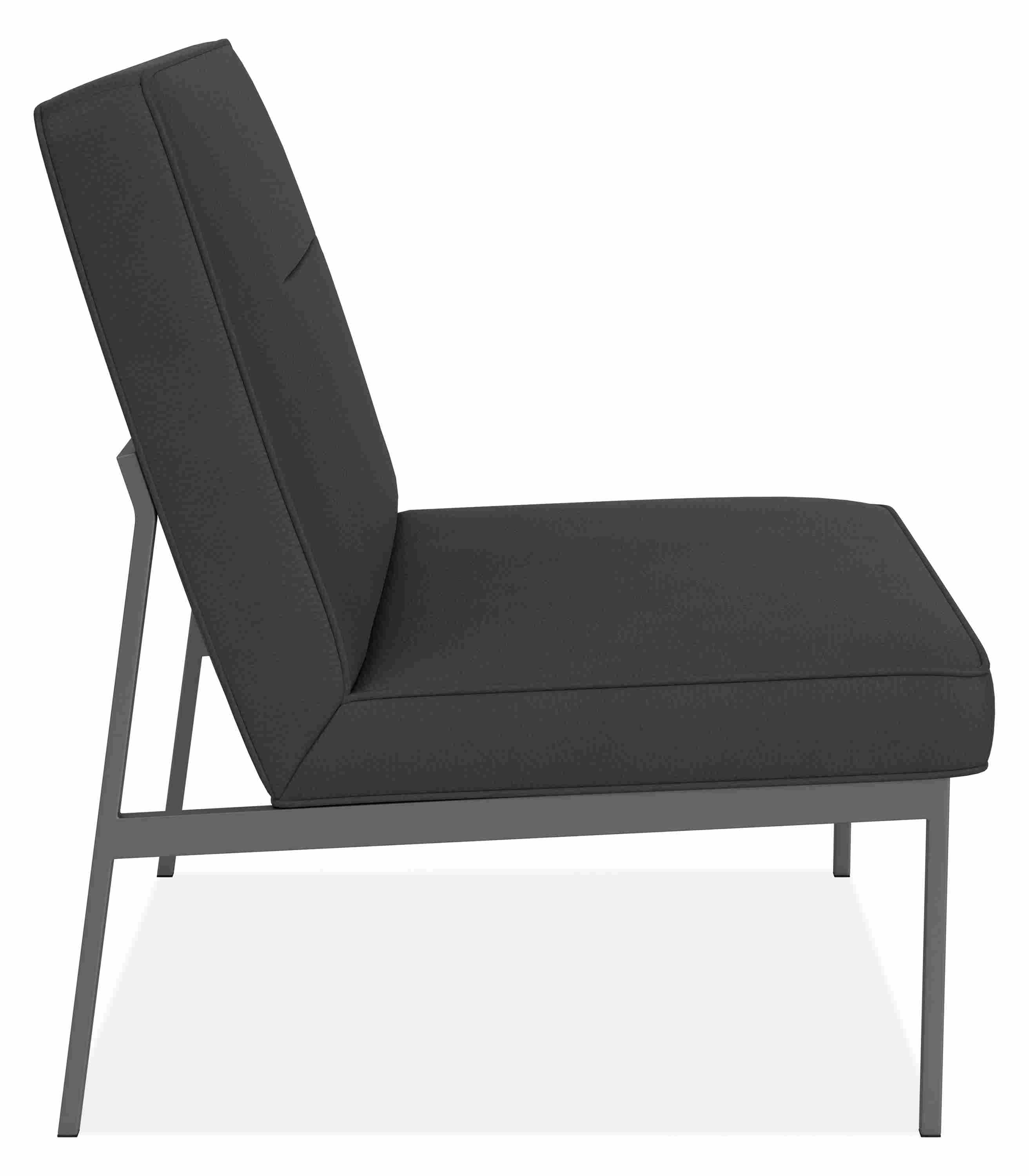 Side view of Lisbon Chair in Laino Black Leather.