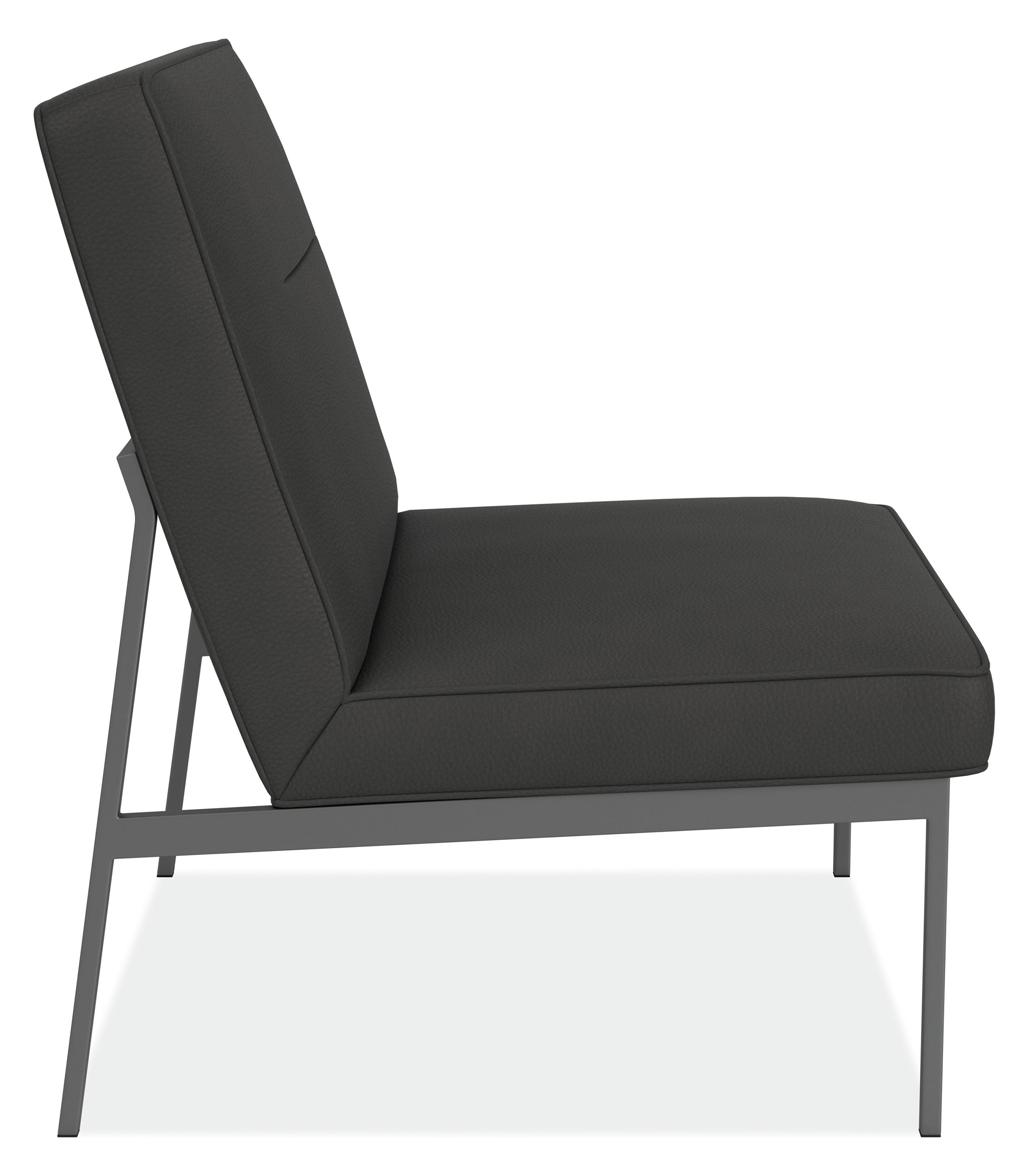 Side view of Lisbon Chair in Laino Black Leather.