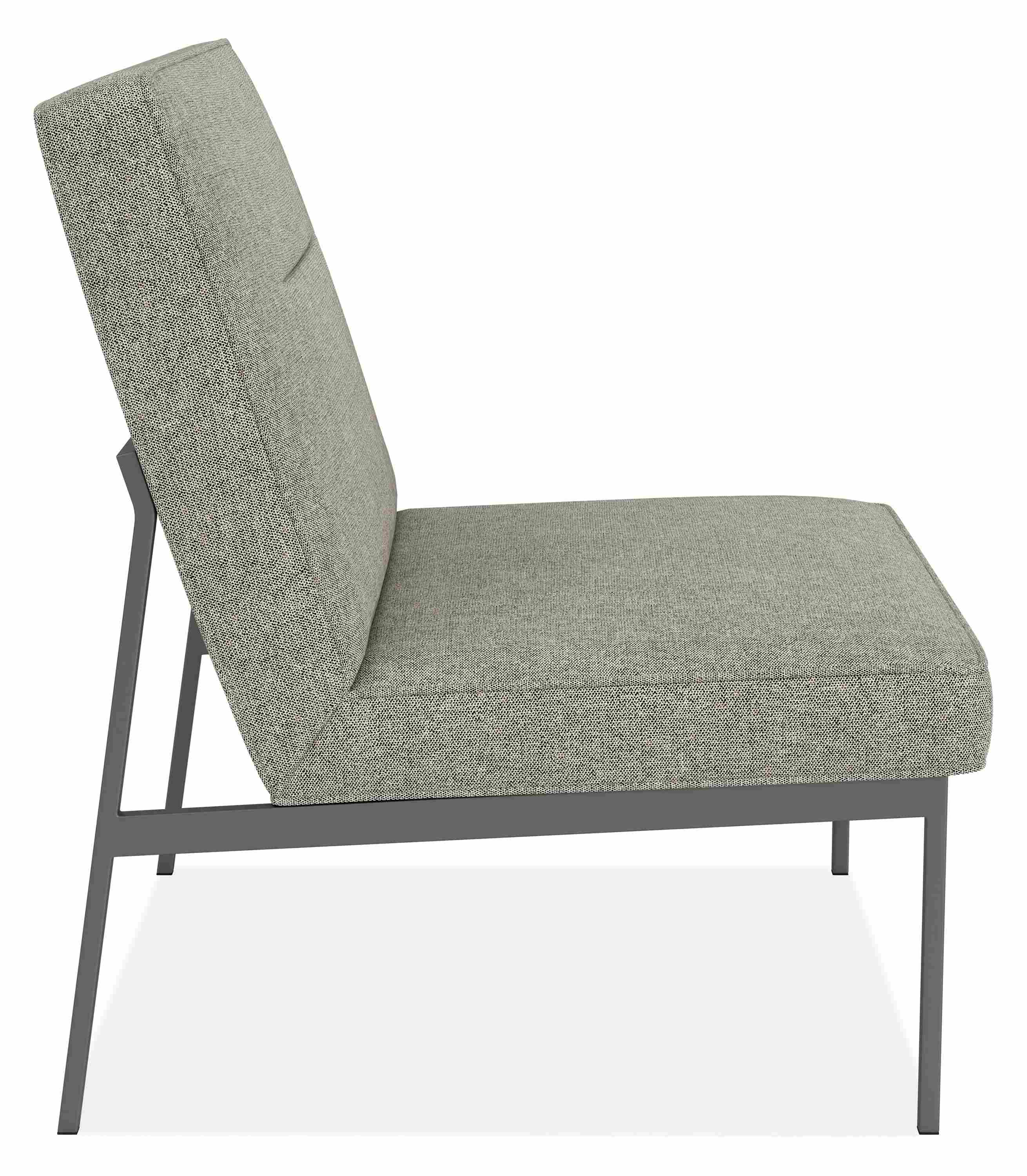 Side view of Lisbon Chair in Tepic Cement Fabric.