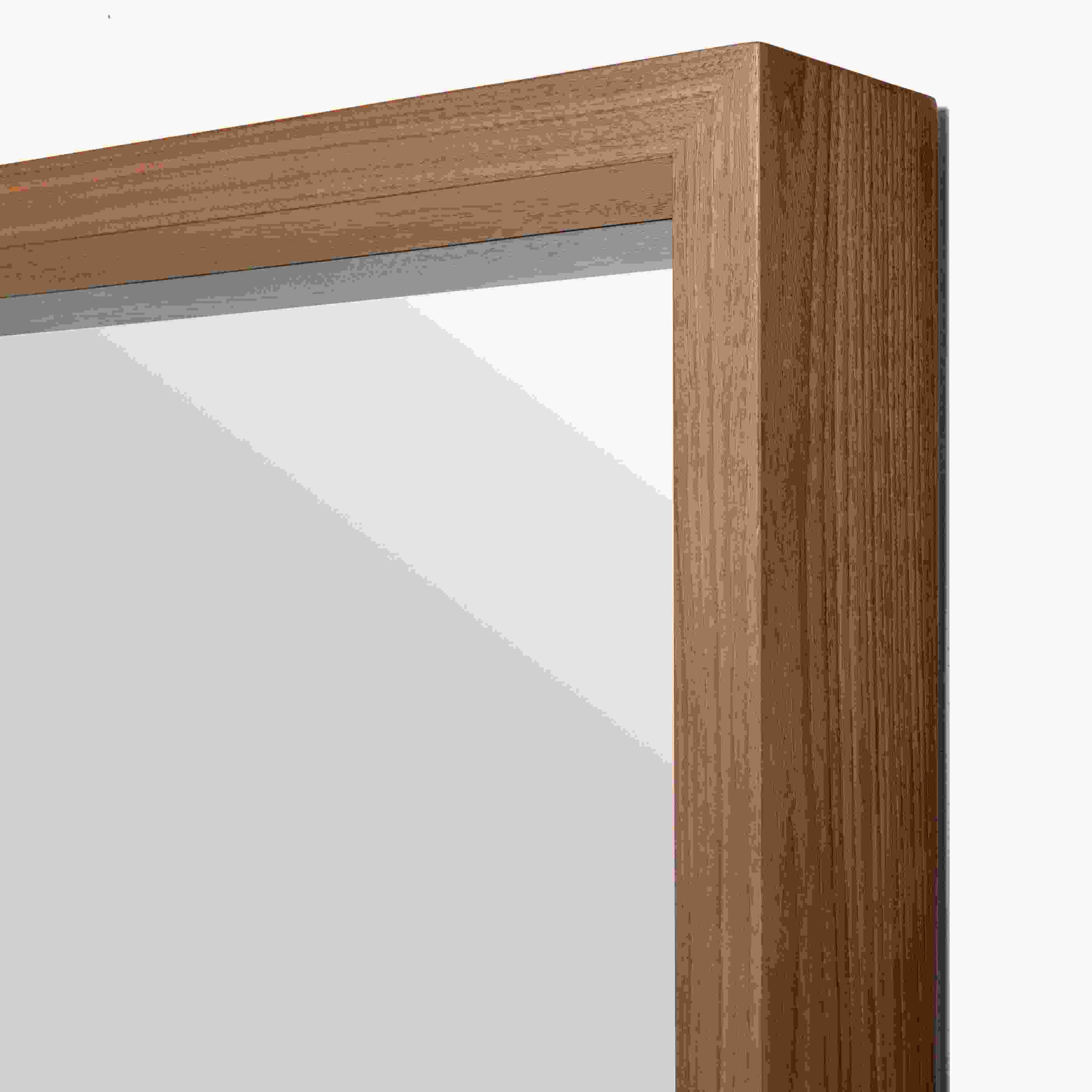 Detail of Loft 30X50 Mirror with Shelf in Walnut.