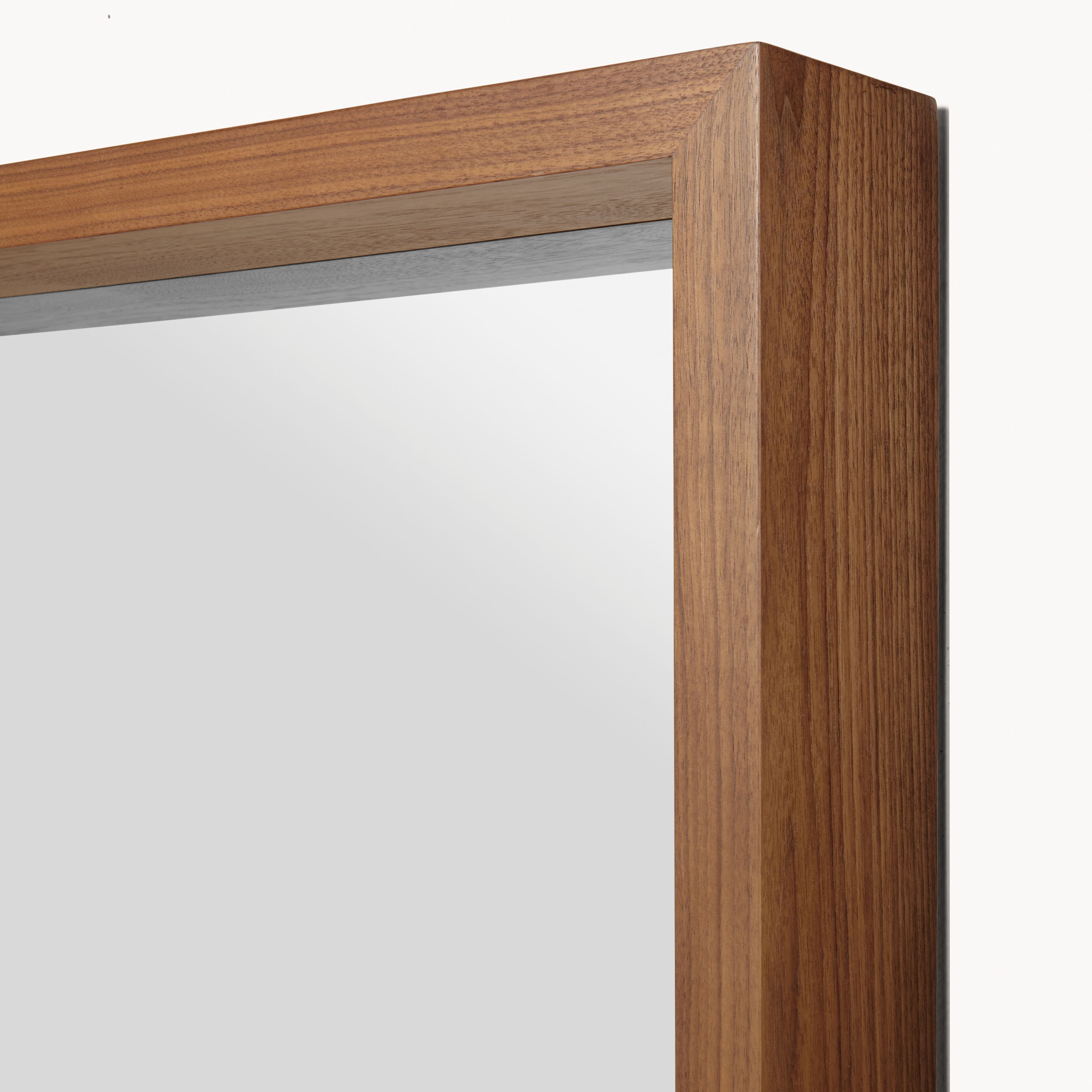 Detail of Loft 30X50 Mirror with Shelf in Walnut.