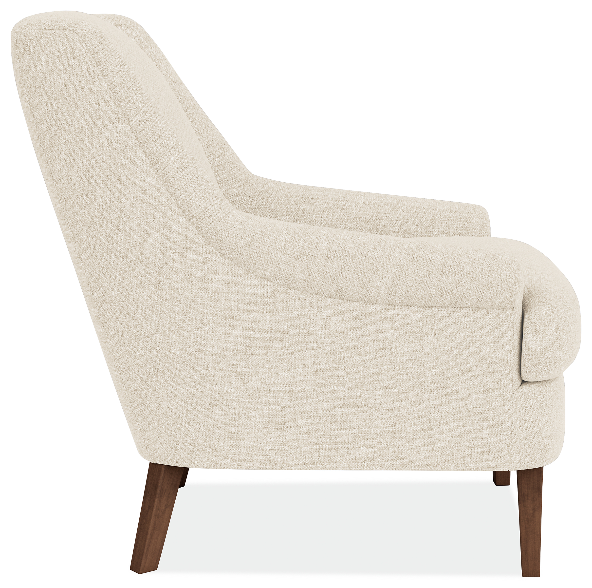 side view of Louise Chair in Tepic Ivory and Mocha.