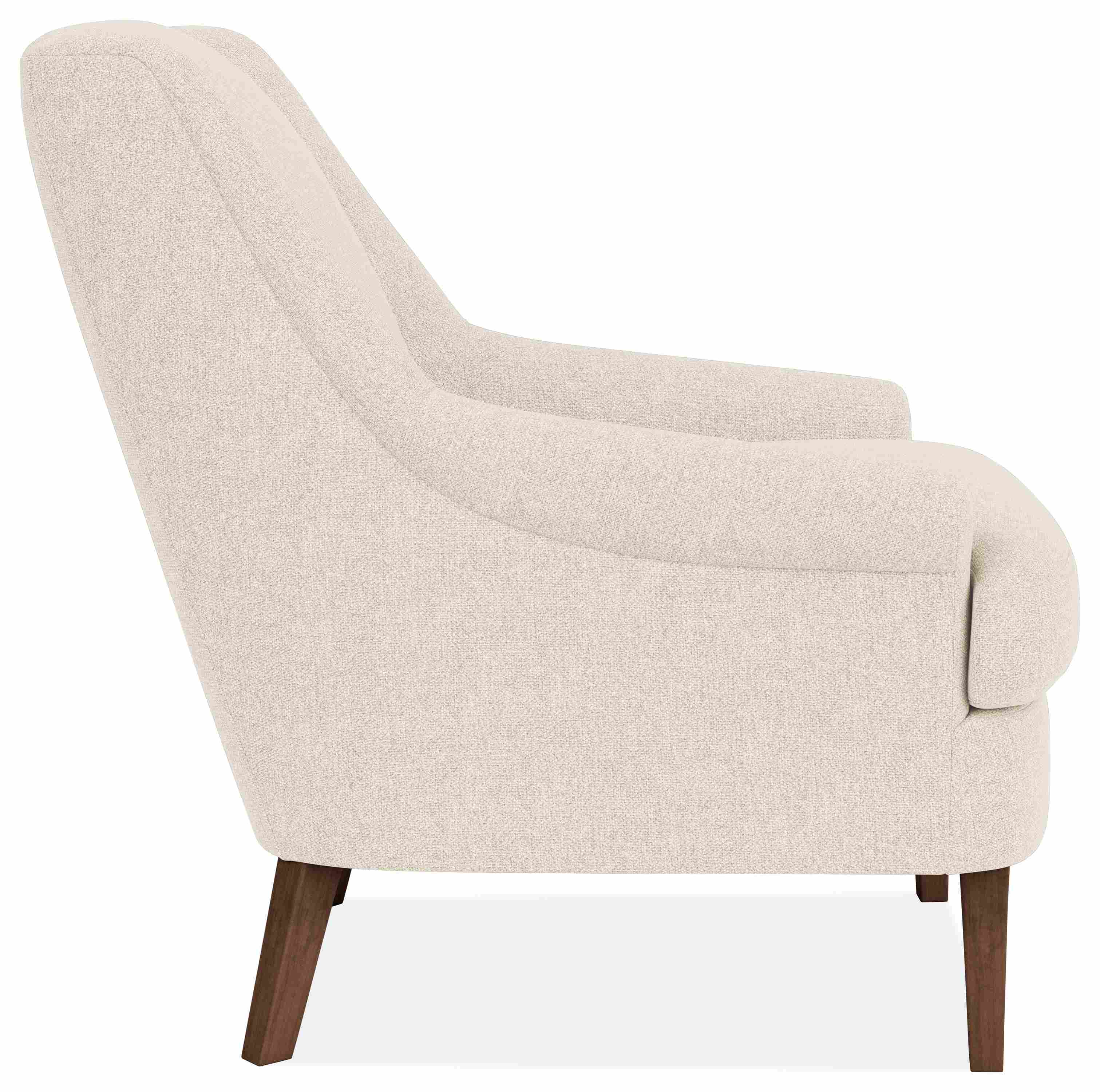 side view of Louise Chair in Tepic Ivory and Mocha.
