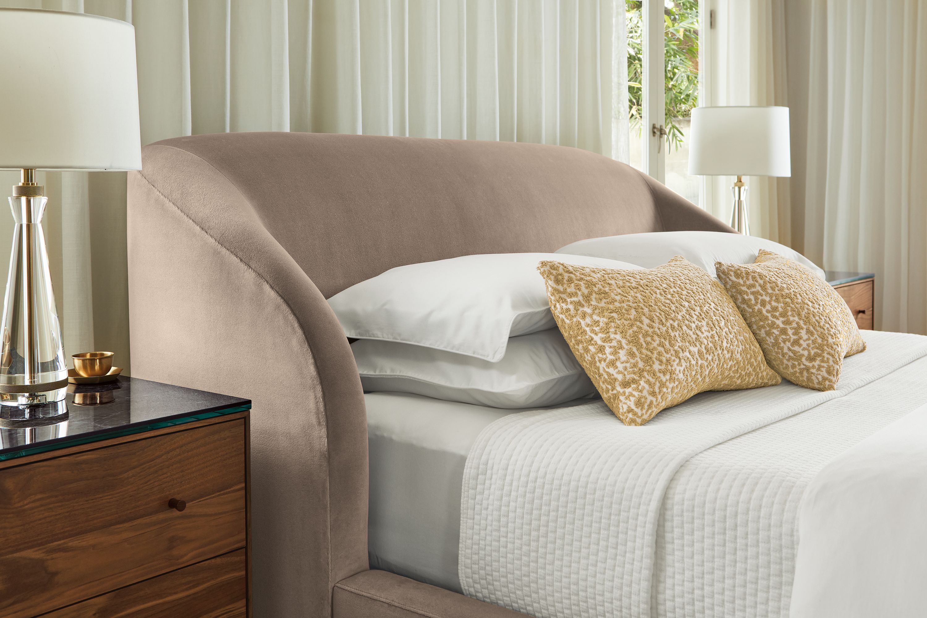 Queen storage bed in Windsor asphalt fabric