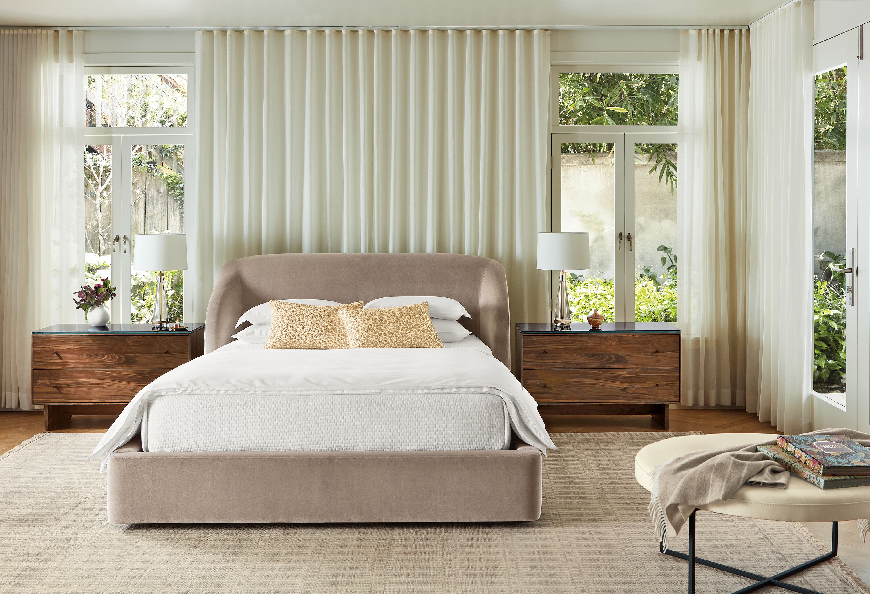 Queen storage bed in Windsor asphalt fabric